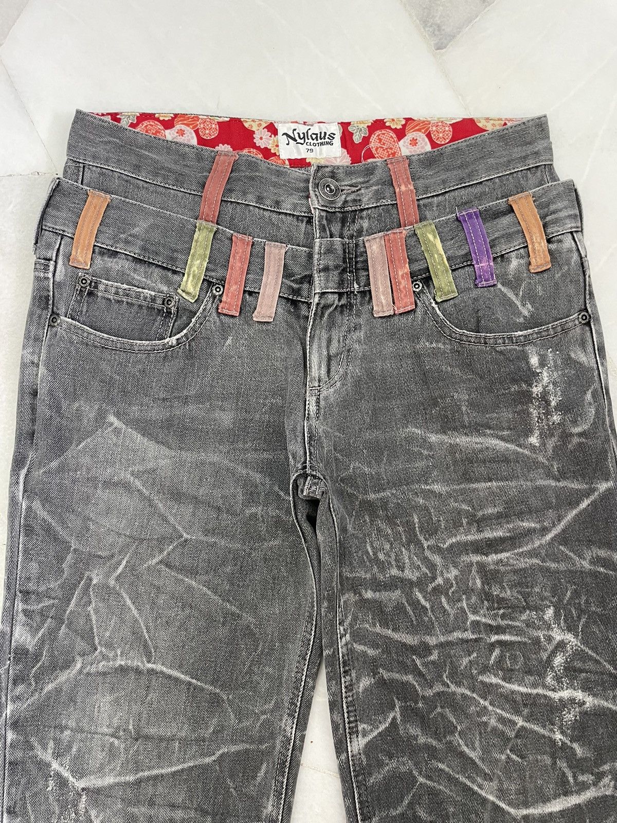 Japanese Brand Vintage Nylaus Double Waist Jeans Size US 31 - 5 Thumbnail