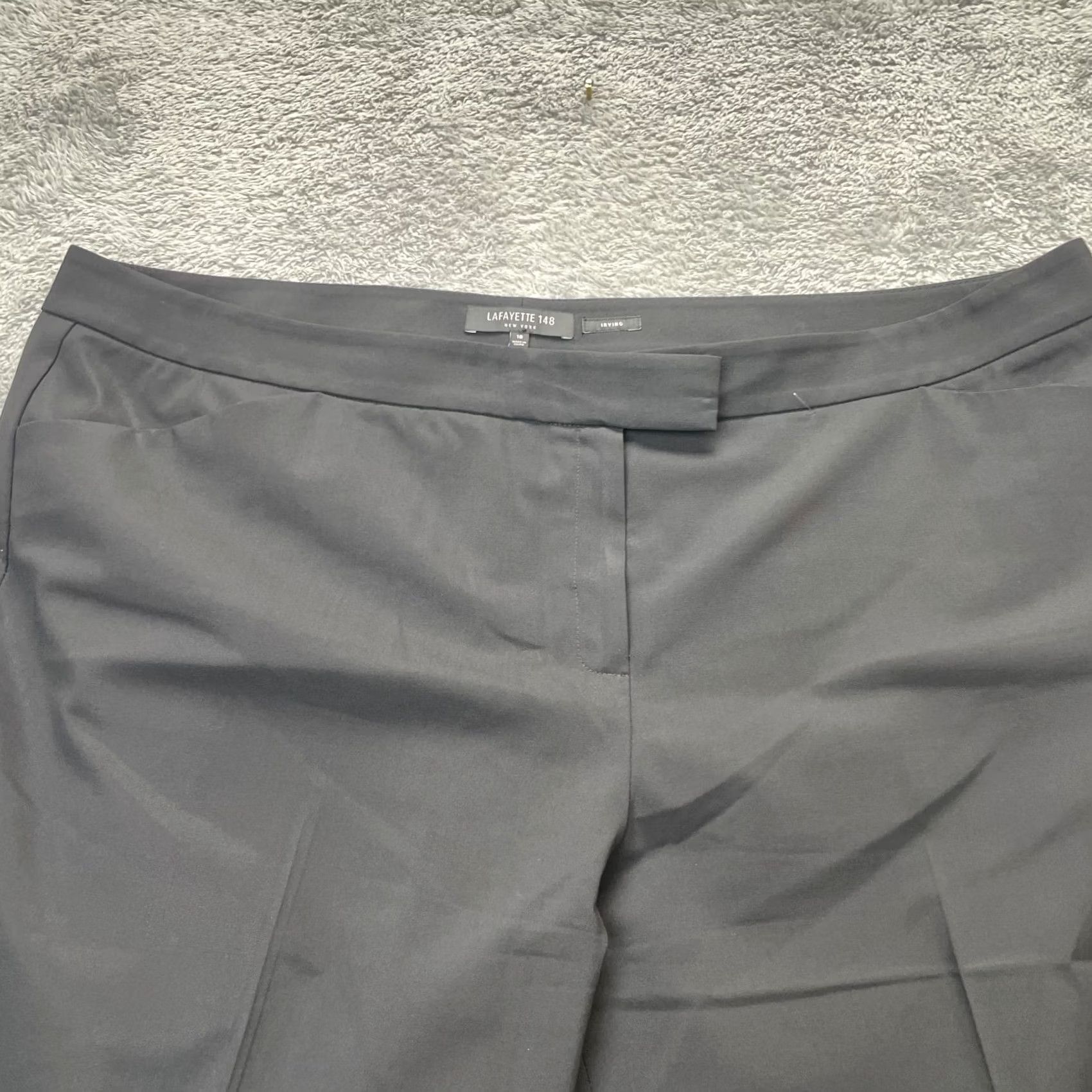 Vintage Lafayette 148 New York Pants Womens 40 Black Wool Blend Dress Pants Tapered Inseam 26 Comfort Easy Care Formal Size 27" / US 4 / IT 40 - 2 Thumbnail