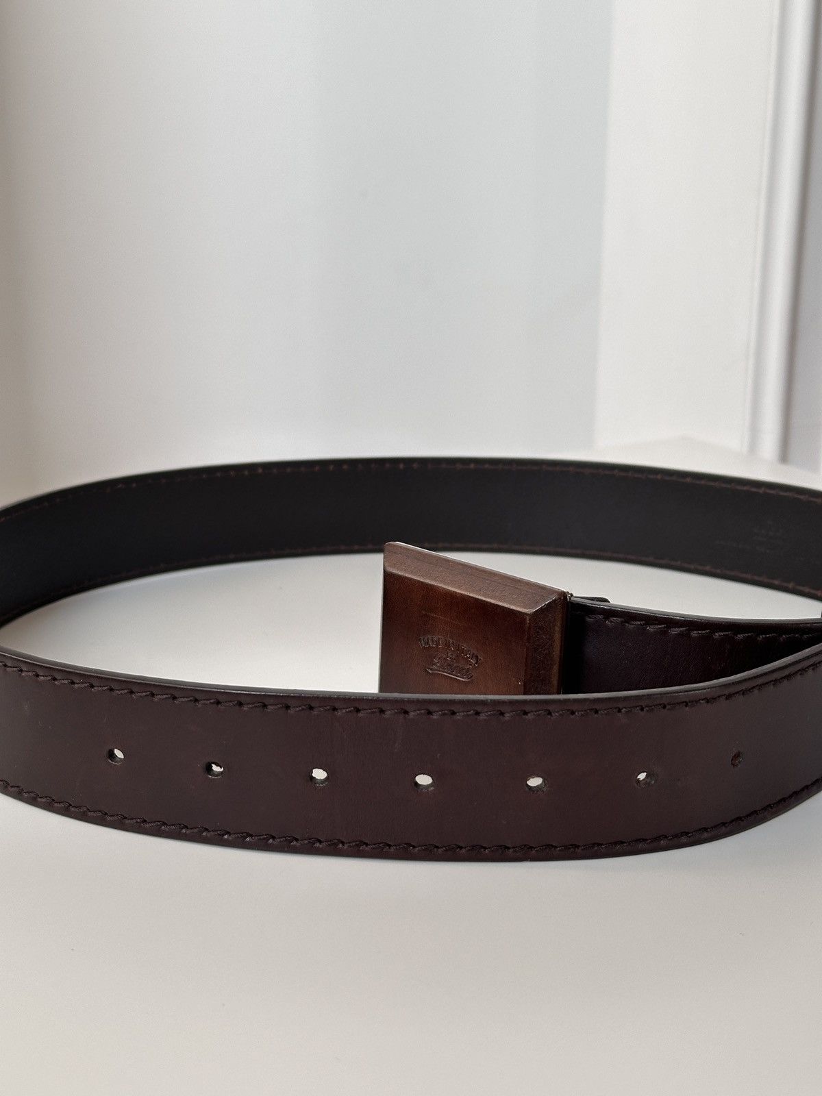 Gucci GUCCI Wooden Brown Square Buckle Leather Belt Size: 110/40 Size 30 - 12 Thumbnail
