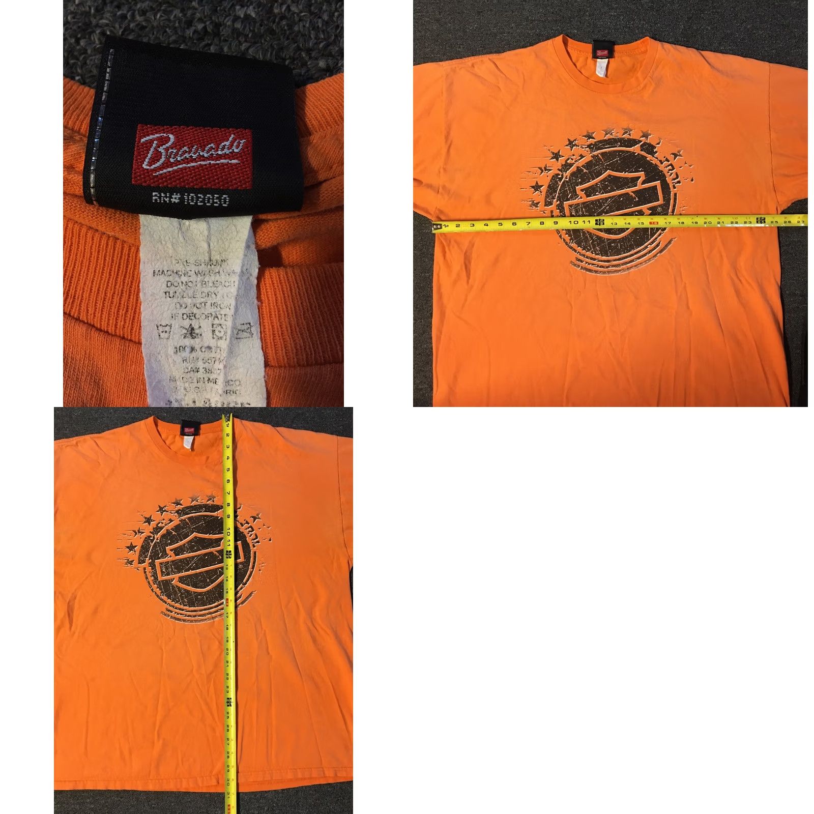Harley Davidson Harley-Davidson Shirt T-Shirt 2XL Orange Arizona American Flag Graphic Tee Mens Vintage Grunge 90s USA Rally Camouflage? Size US XXL / EU 58 / 5 - 8 Thumbnail