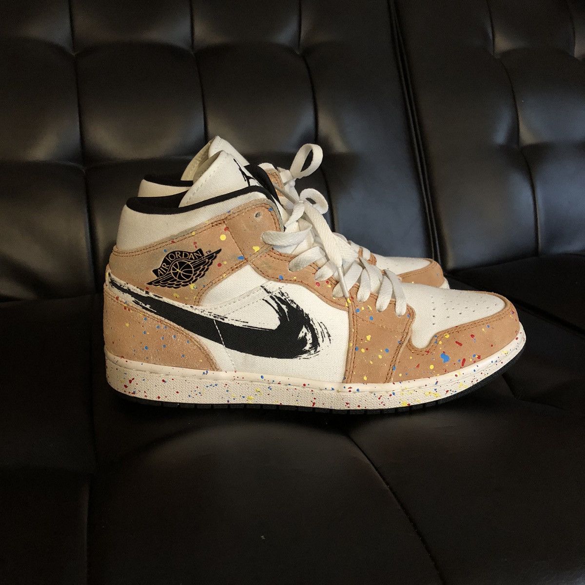 image of Jordan Nike Air Jordan 1 Mid Se Brushstroke 1S Size 10 Shoes, Men's