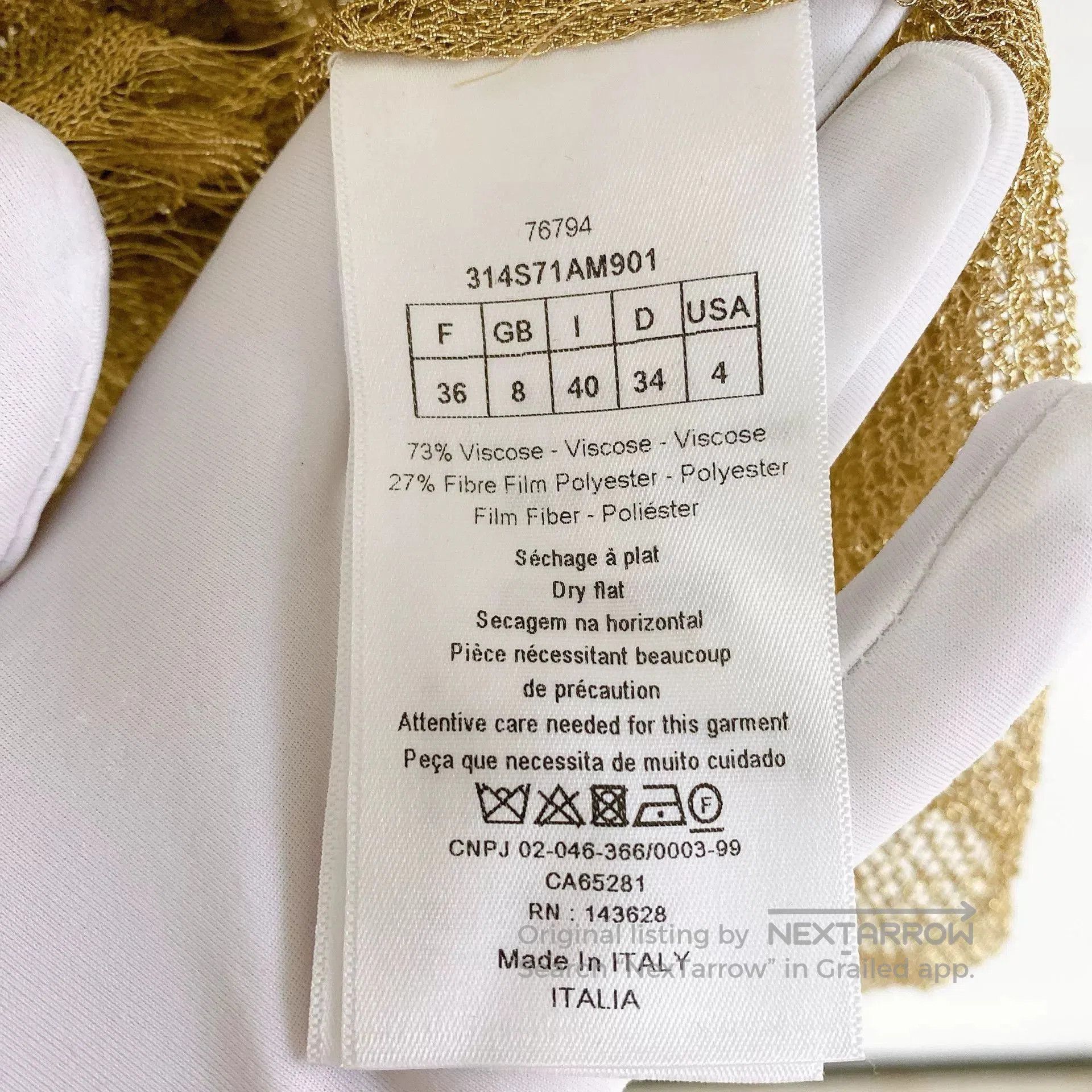 Dior DIOR Gold Mesh Top. Size XS / US 0-2 / IT 36-38 - 7 Thumbnail