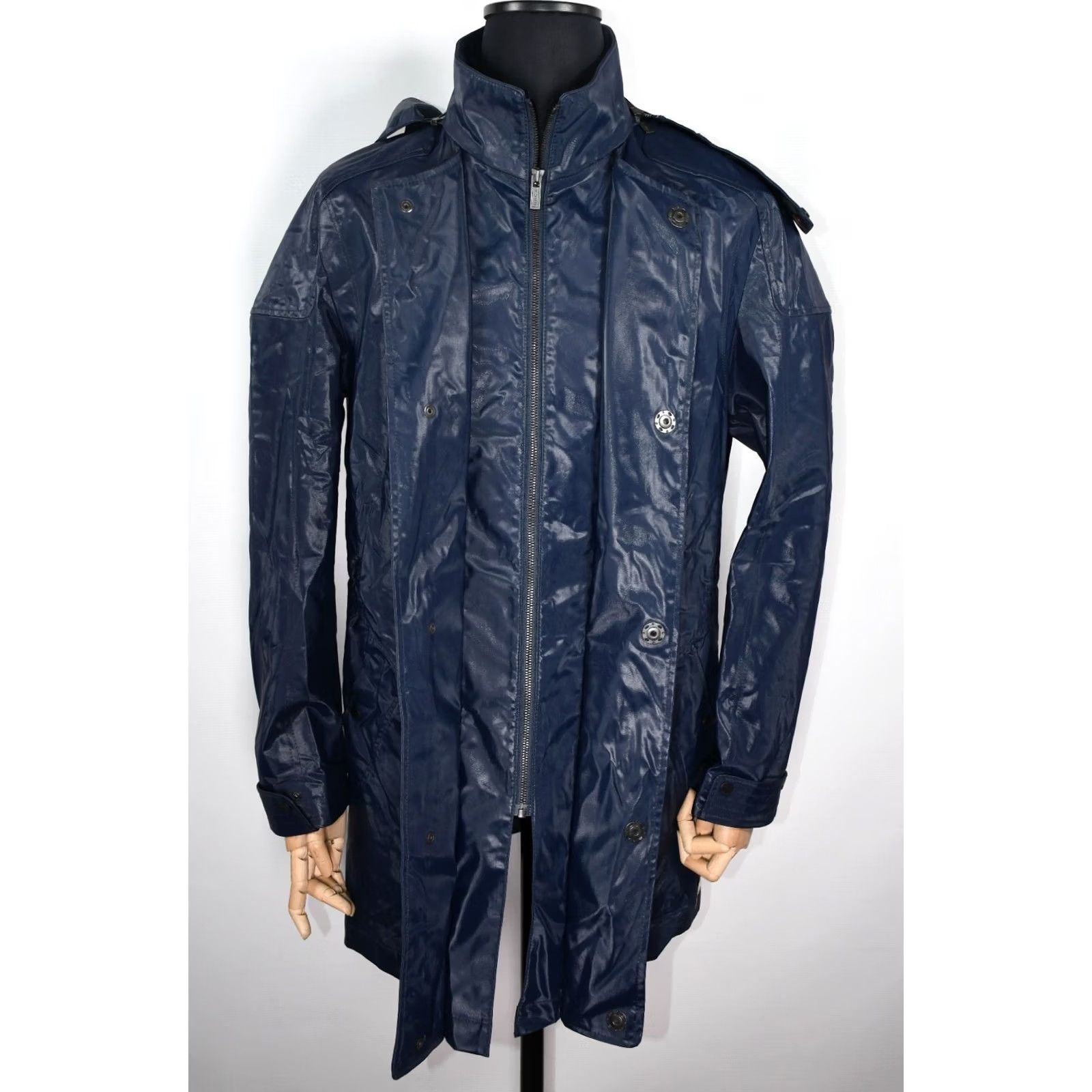 Hugo Boss HUGO BOSS Jacket Rain Coat Waterproof 50 Men Blue 40% Cotton 32% Polyester 28% Polyurethane Casual Weather Modern Fit Mens Size US M / EU 48-50 / 2 - 2 Thumbnail