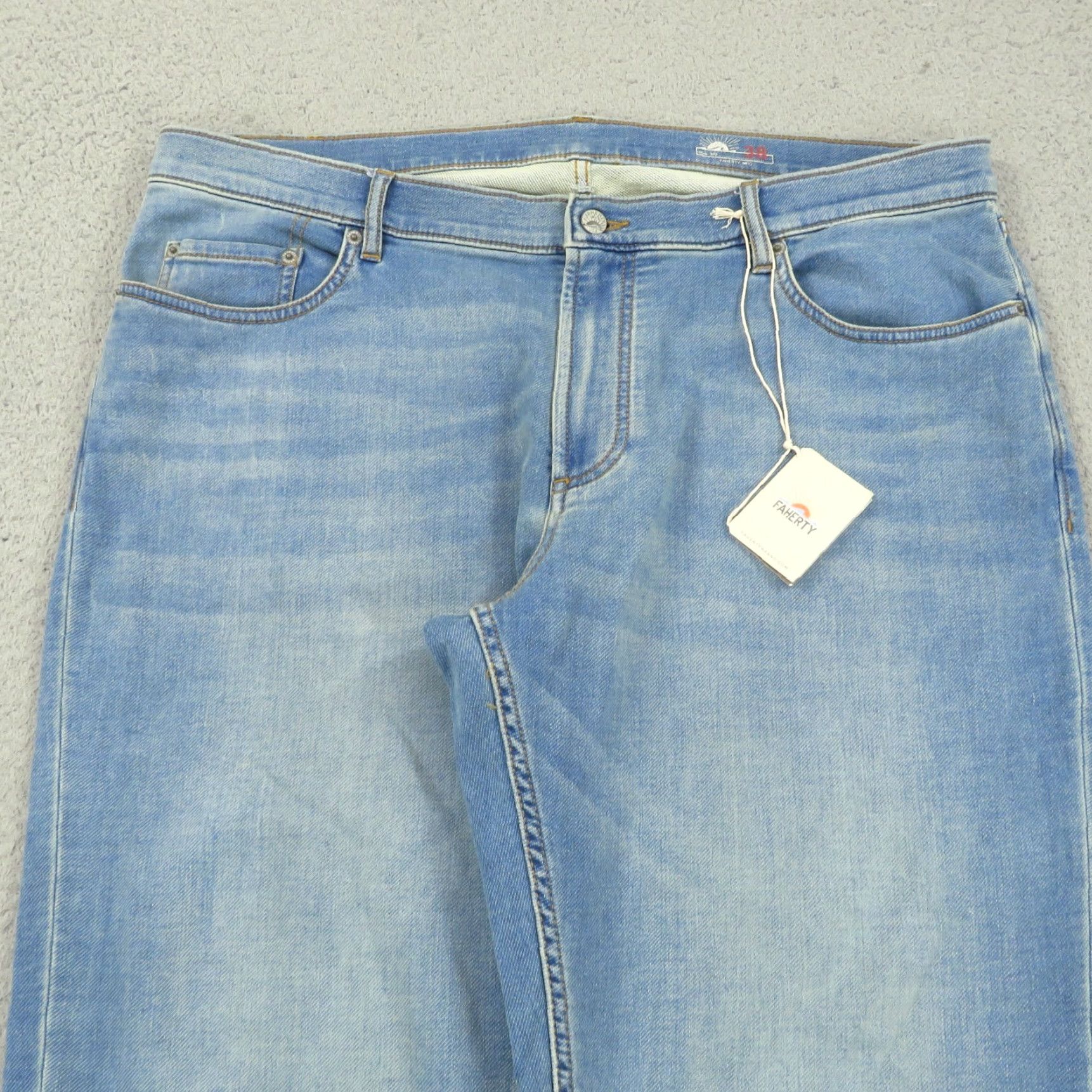 Faherty Faherty Jeans 5 Pocket Denim Pants Blue 38x30 Stretch Terry Western Shore Western Shore Transportation Modern 5-Pocket Mens Regular Blue Denim Jeans Size US 38 / EU 54 - 5 Thumbnail