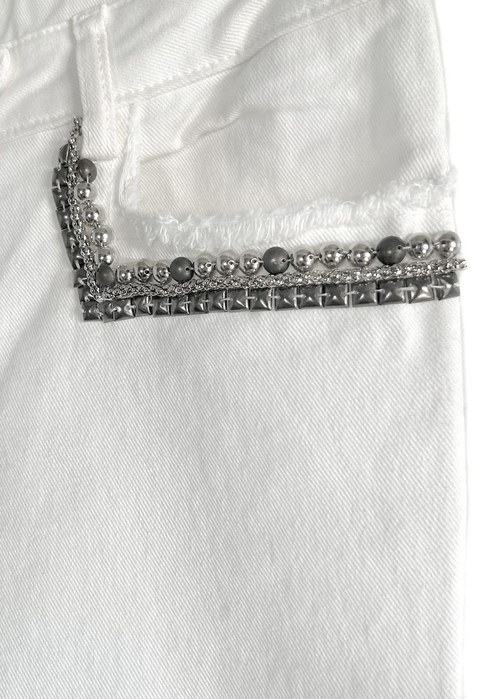 Pierre Balmain Pierre Balmain White Studded Embellished Biker Jeans Size 27" / US 4 / IT 40 - 4 Thumbnail