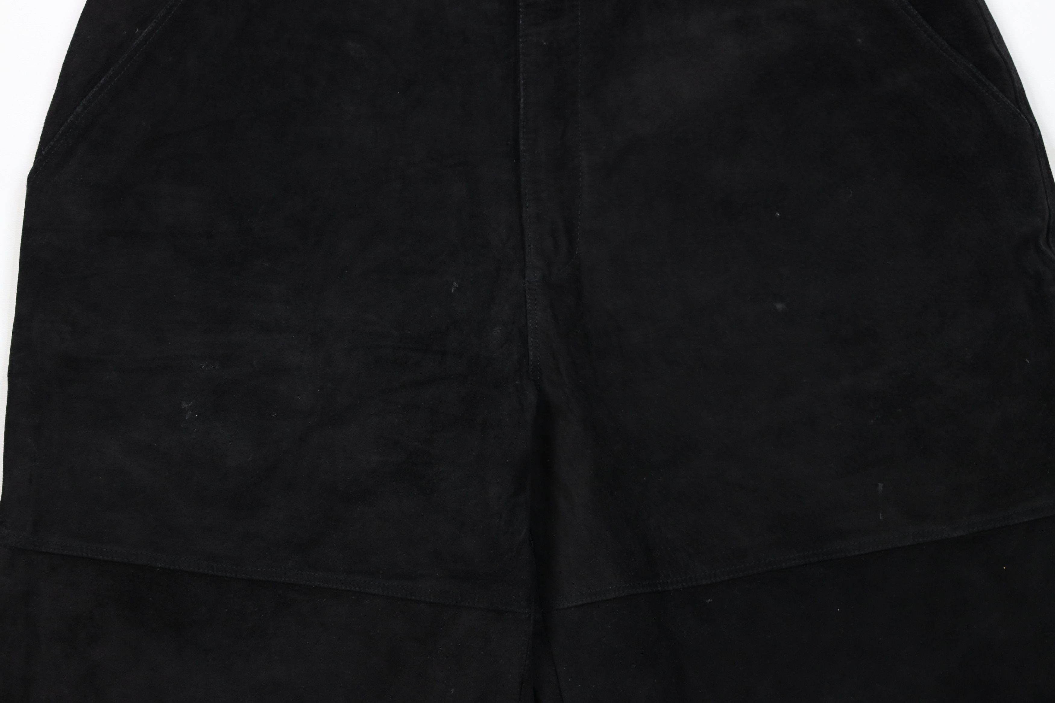 Pelle Pelle × Vintage Vintage 90s Pelle Pelle Suede Leather Baggy Shorts Black Size US 36 / EU 52 - 3 Thumbnail