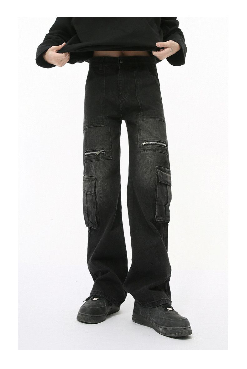 Japanese Brand × Jean Washed vintage zipper patchwork multi-pocket work jeans Size US 32 / EU 48 - 2 Thumbnail
