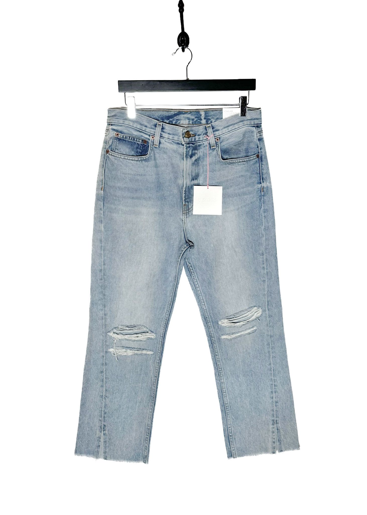 B Sides B sides Washed Blue Distressed Stowe Boyfriend Jeans Size 28" / US 6 / IT 42 - 1 Thumbnail