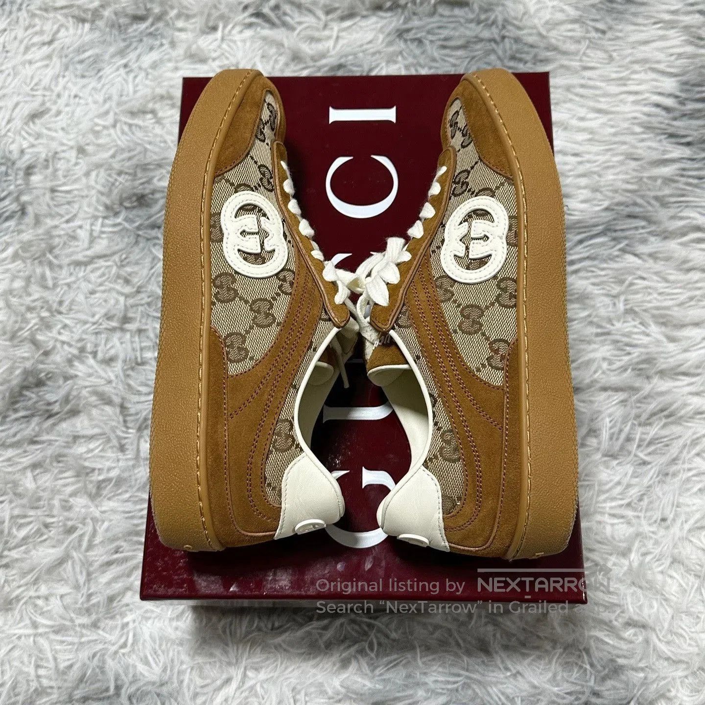 Gucci gucci brown low-top lace-up sneakers for women. Size US 7 / IT 37 - 2 Thumbnail