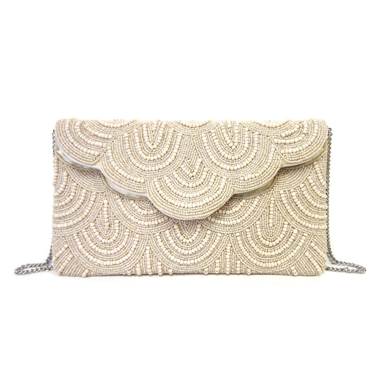 Other NWT Antik Kraft Hand Made Beaded Clutch Crossbody Cream Bag Size ONE SIZE - 1 Thumbnail