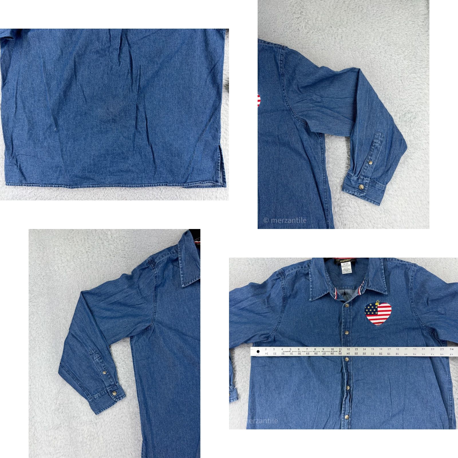 Denime VINTAGE Christopher Radko Shirt Womens 1X Blue Denim American Flag Patriotic Size XL / US 12-14 / IT 48-50 - 8 Thumbnail
