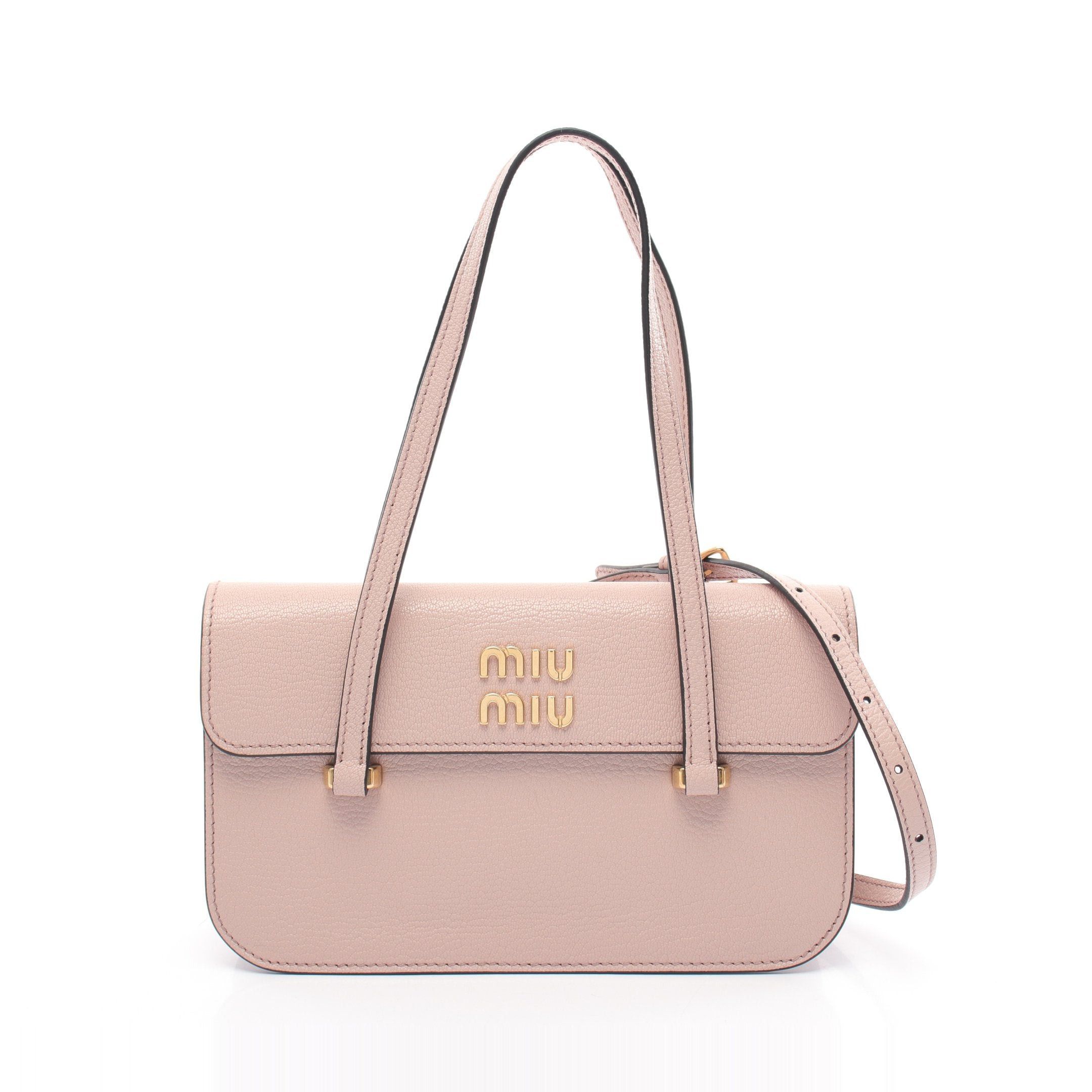 Miu Miu Miu Miu Vitello Lux Handbag Leather Pink Side Ribbon