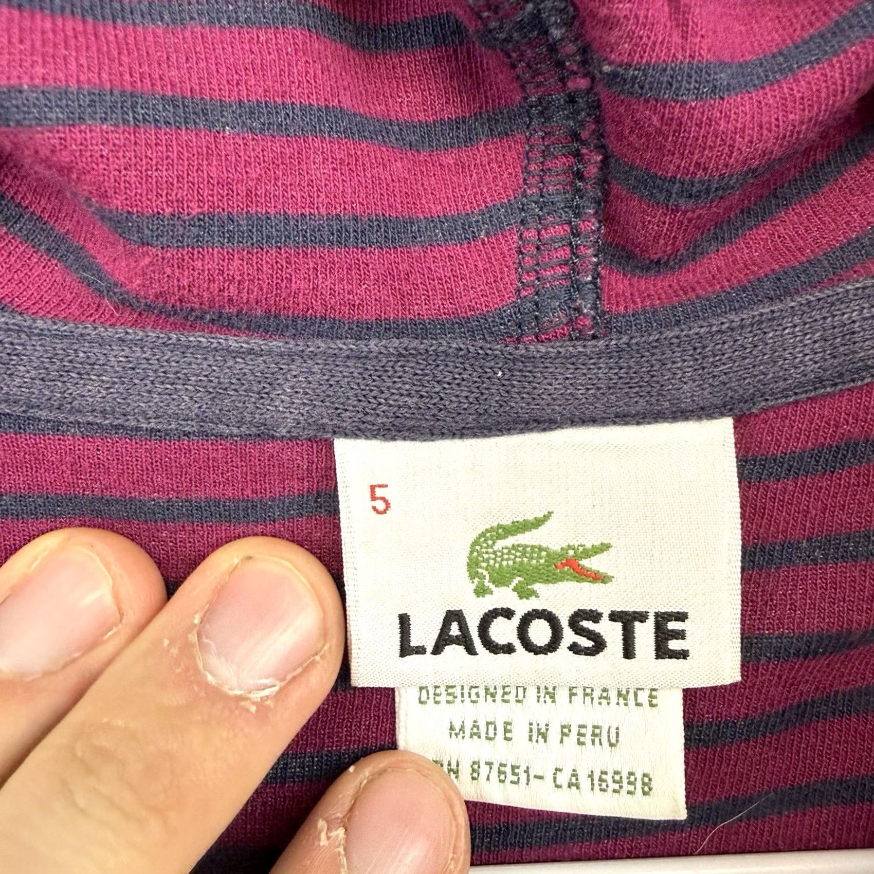 Lacoste Lacoste Hoodie Mens M Blue Stripes Lightweight Quarter Zip Sweatshirt Cotton Pullover Size US M / EU 48-50 / 2 - 6 Thumbnail