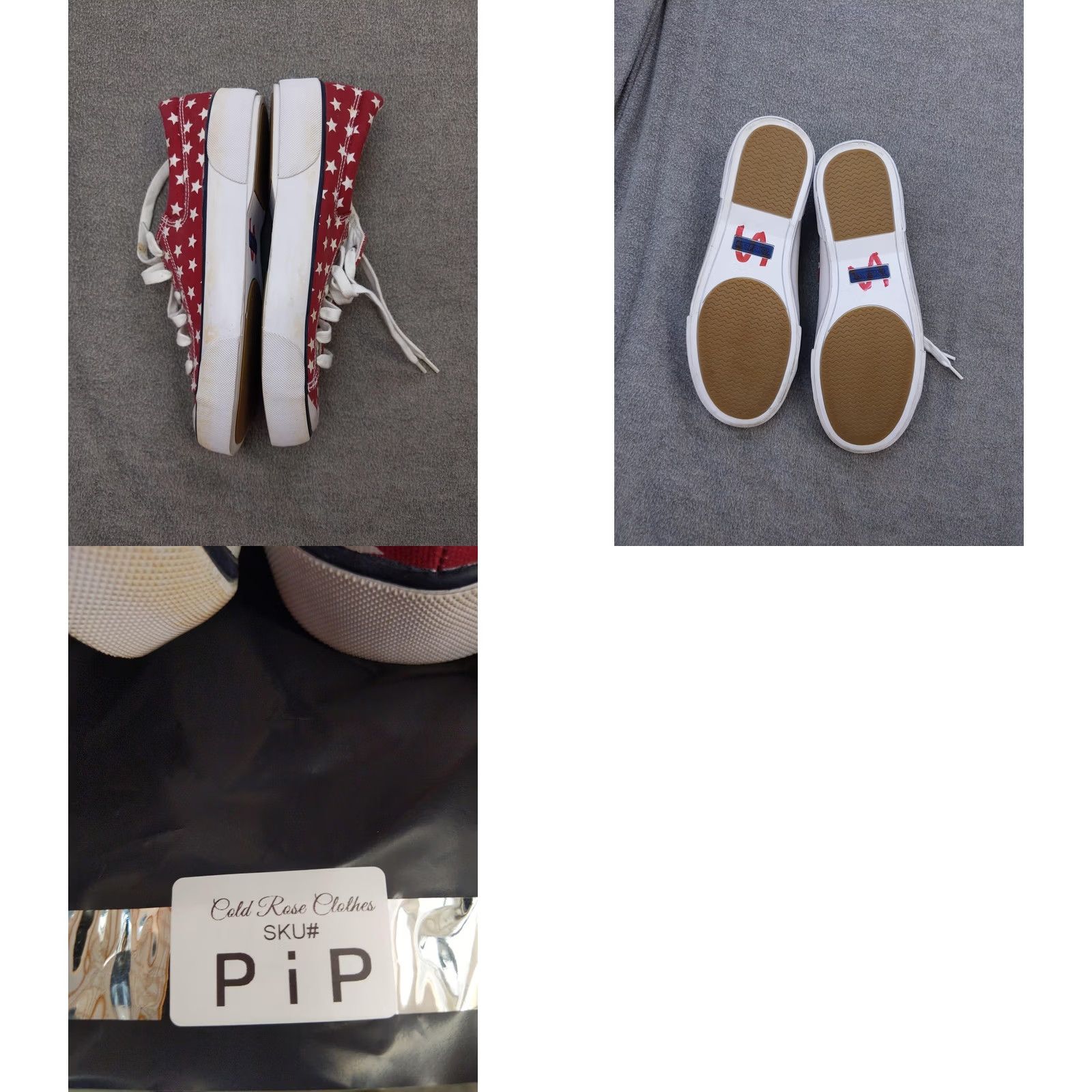 Lands' End Lands' End Star Print Canvas Sneakers Womens 7 Red White Lace Up Low Top Casual Shoes USA Size M / US 6-8 / IT 42-44 - 8 Thumbnail