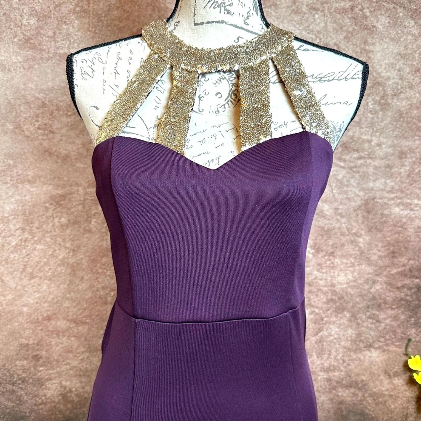 Other Tobi Cut Out Back Mini Cocktail Dress Purple Gold - size M Size M / US 6-8 / IT 42-44 - 10 Thumbnail