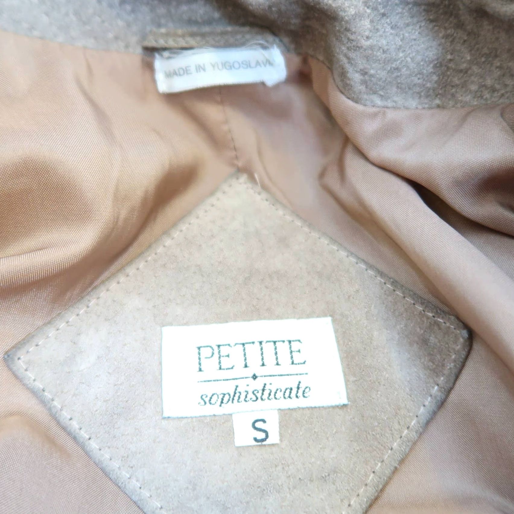 Vintage VINTAGE 80s Petite Sophisticate Suede Leather Jacket S Taupe Brown Pig Suede Waterfall Collar Casual Womens Size S / US 4 / IT 40 - 4 Thumbnail