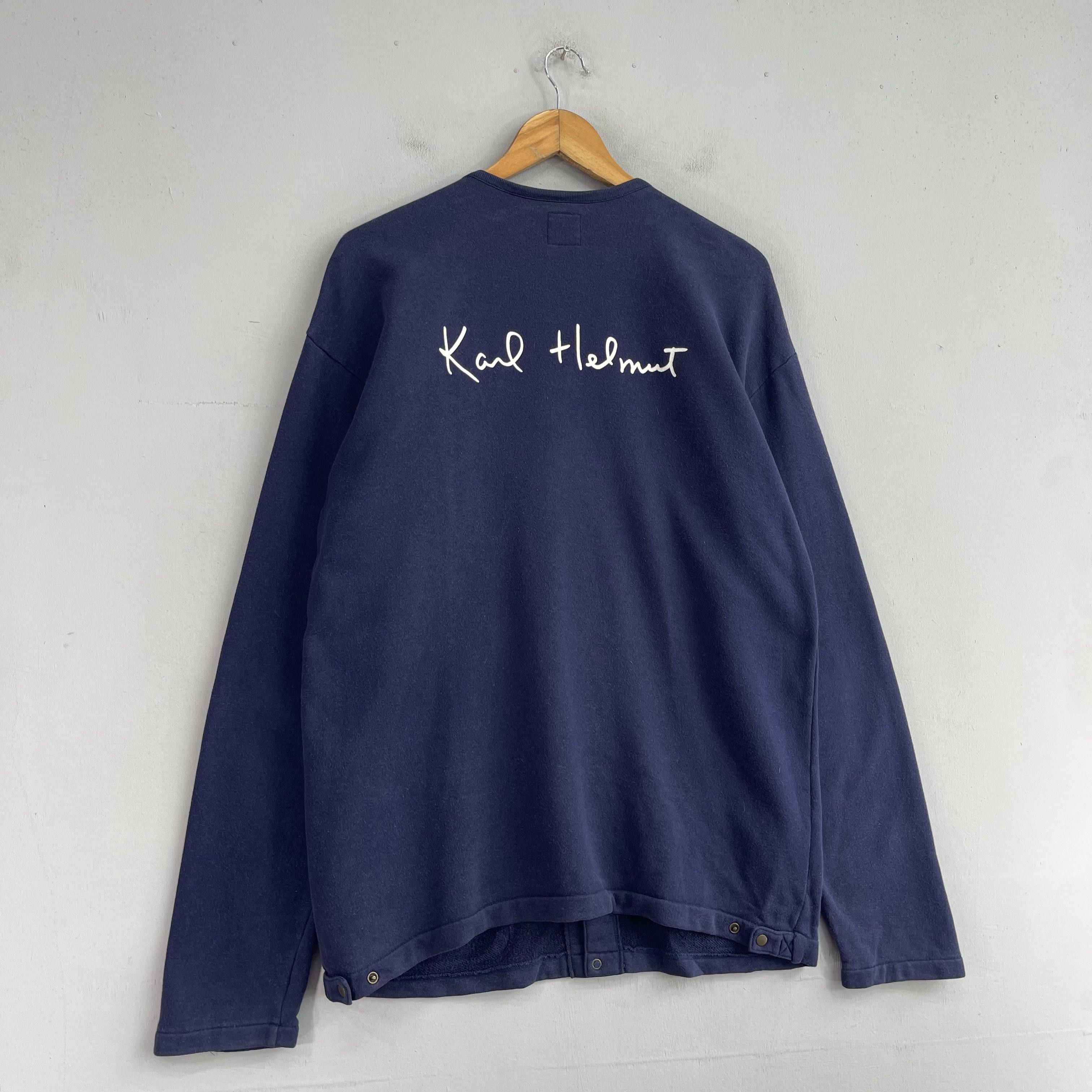 Japanese Brand × Vintage Vintage KARL HELMUT Spellout Button Snap Cardigan Sweater Size M / US 6-8 / IT 42-44 - 3 Thumbnail