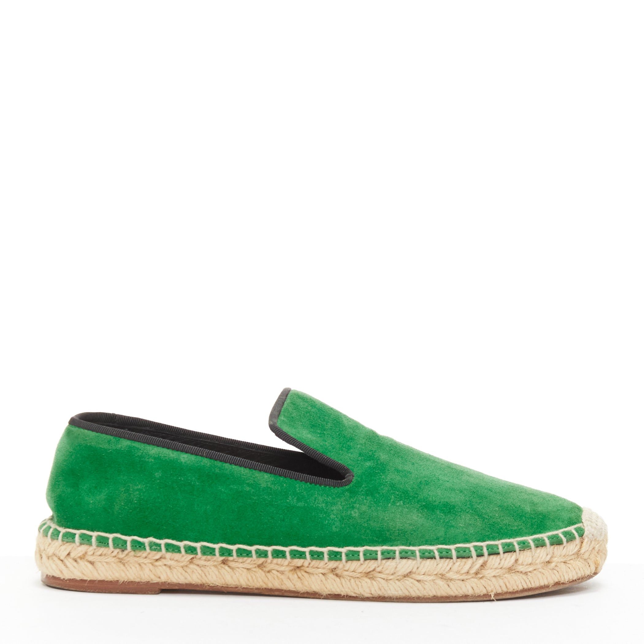 Celine OLD CELINE Phoebe Philo green suede black grosgrain jute espadrilles EU38 Size US 8 / IT 38 - 1 Thumbnail
