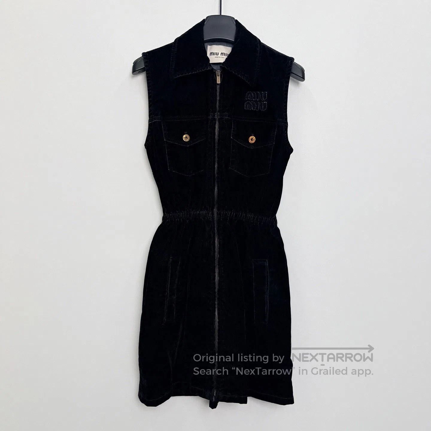 Miu Miu MIU MIU Solid Flared Collar Zip Sleeveless Dress. Size XS / US 0-2 / IT 36-38 - 1 Thumbnail