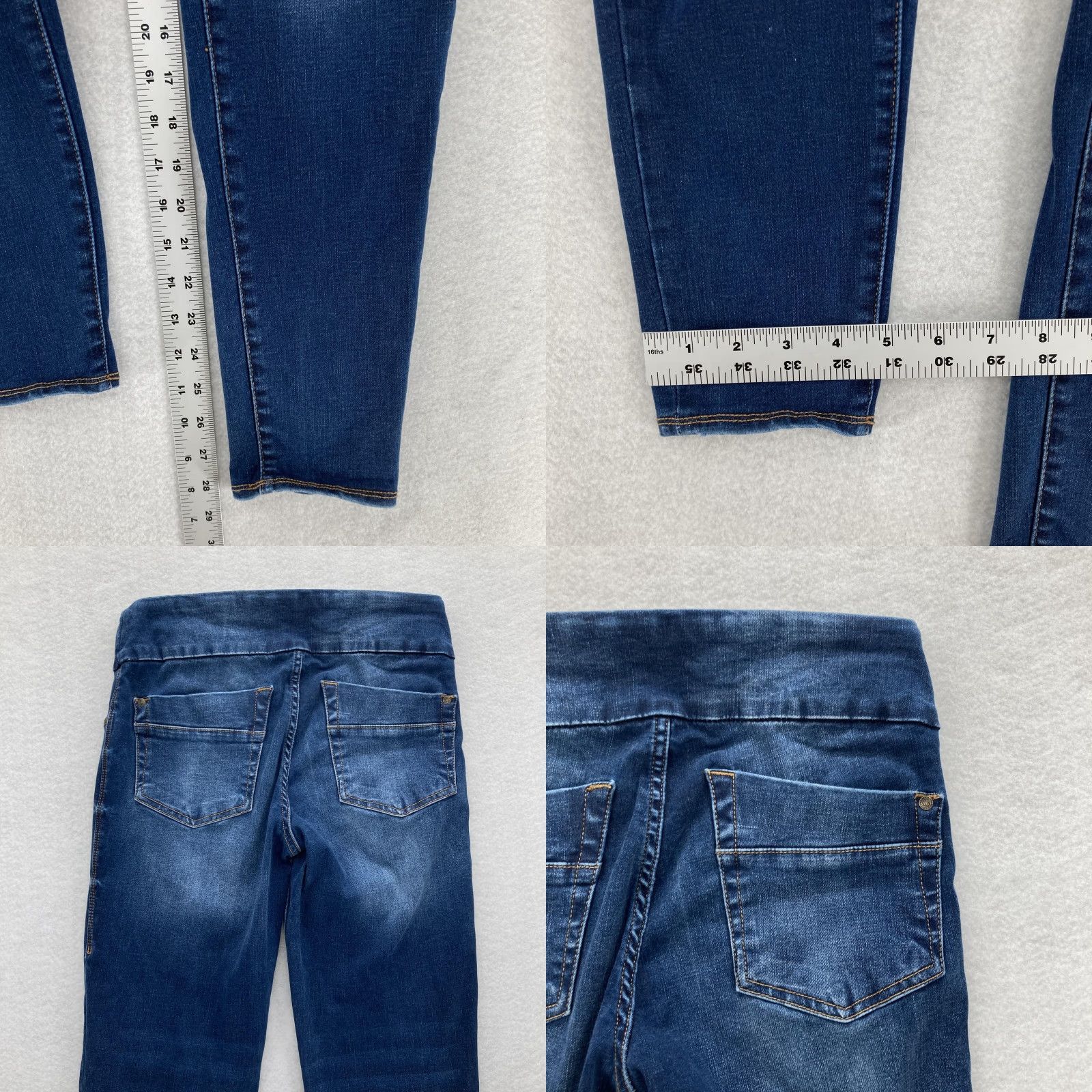 Vintage Rock & Republic Jeans Womens 8 Blue Denim RX Fever Pull On Skinny High Rise Slimming Stretch Distressed Logo 90s Grunge Size 30" / US 8 / IT 44 - 8 Thumbnail