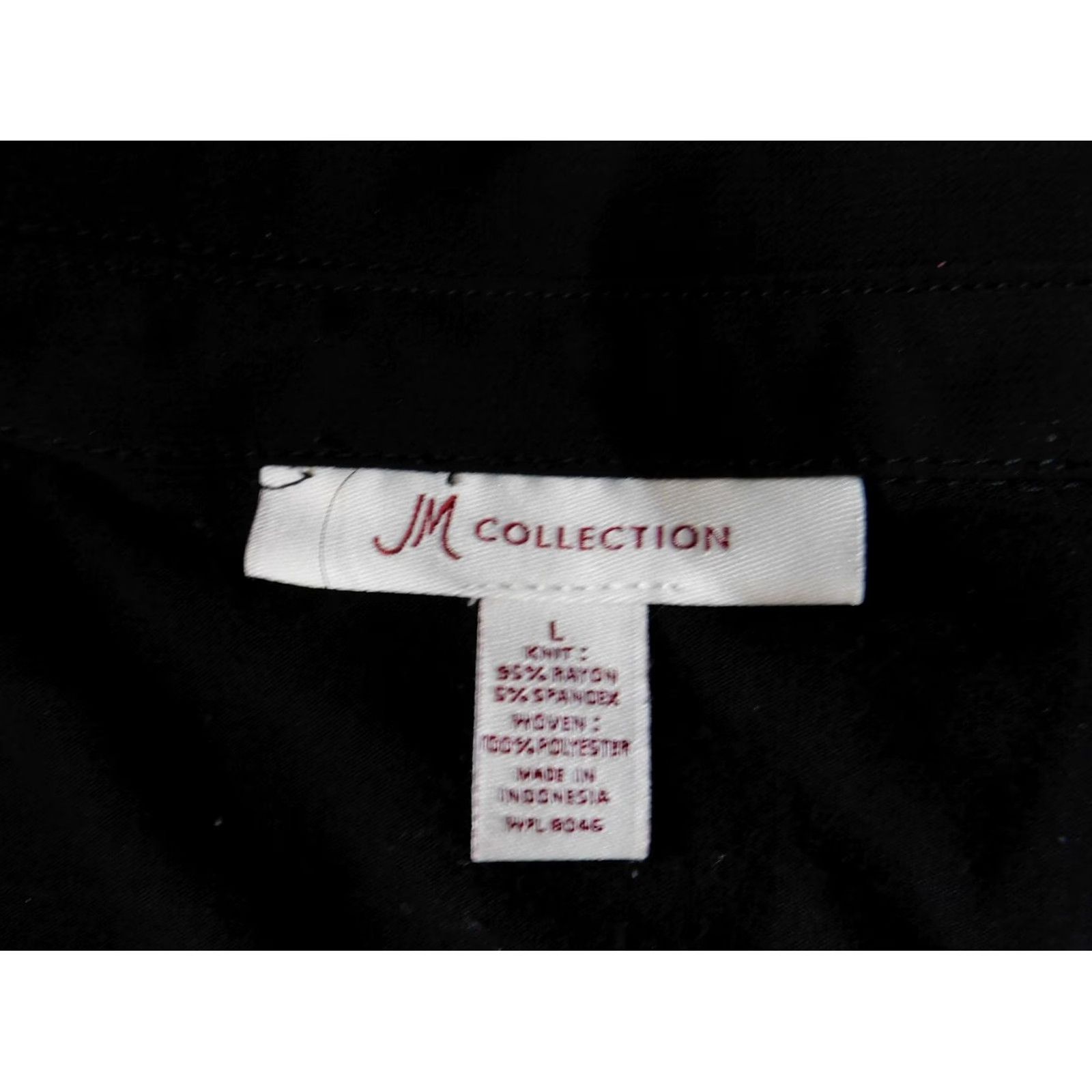JM Collection JM Collection Button-Up Shirt Womens Large Black Rayon Spandex Short Sleeve Casual Classic Knit Stretch Size L / US 10 / IT 46 - 4 Thumbnail