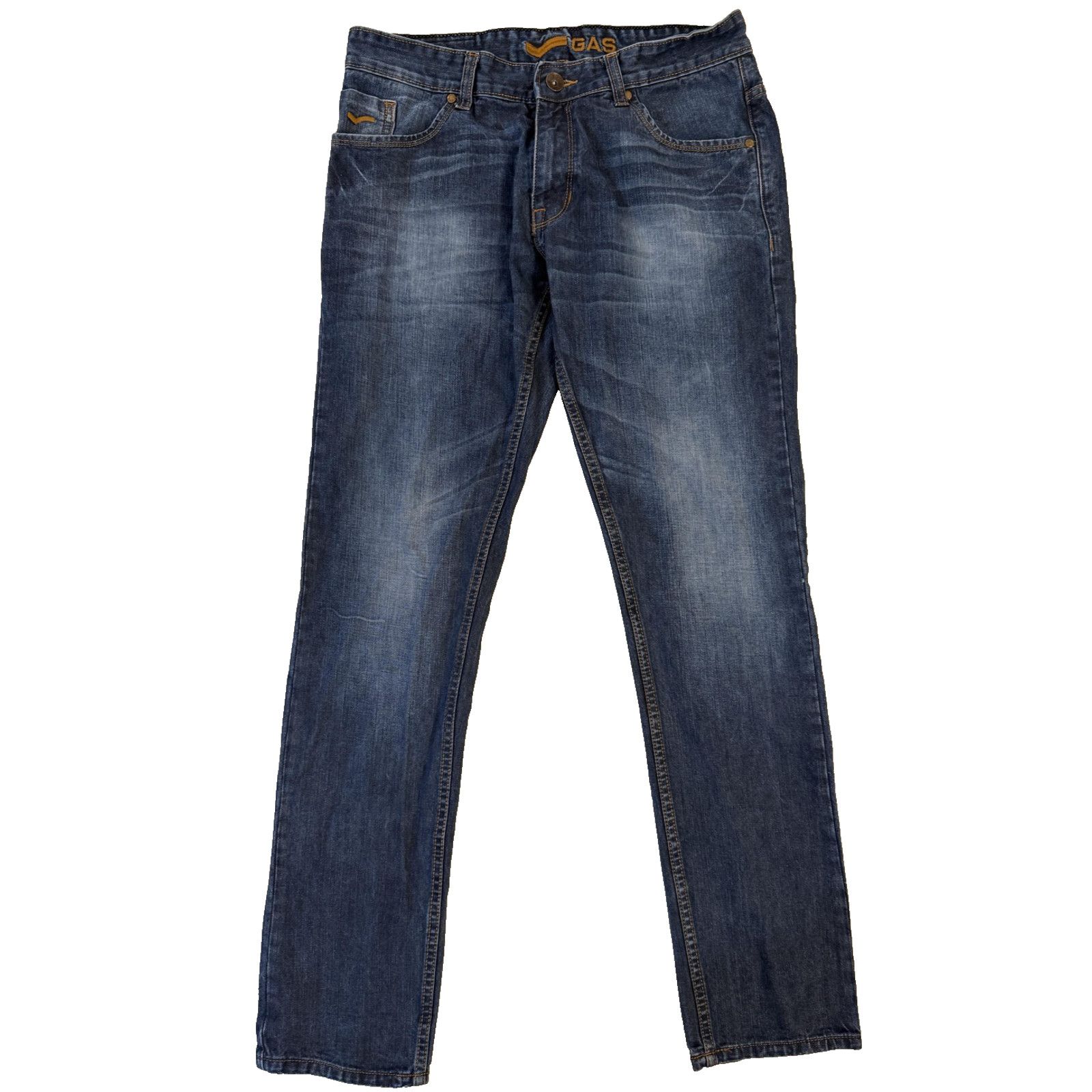 GAS Gas Jeans Mens 36x34 Denim Straight Distressed Pocket Hit Size US 36 / EU 52 - 1 Thumbnail