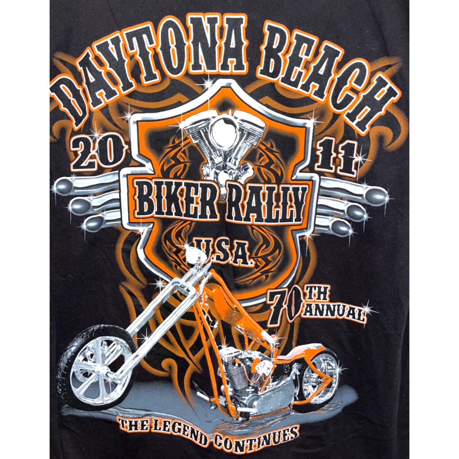 Vintage VINTAGE Daytona Beach 2011 Bike Week 70th Annual Biker Rally T-Shirt Tee Sz. L Size US L / EU 52-54 / 3 - 6 Thumbnail