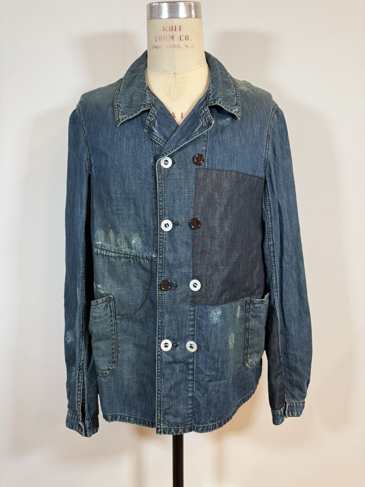 Yves Saint Laurent YSL SS2007 Cotton-Linen Denim Patchwork Chore Jacket - IT 54 Size US L / EU 52-54 / 3 - 1 Thumbnail