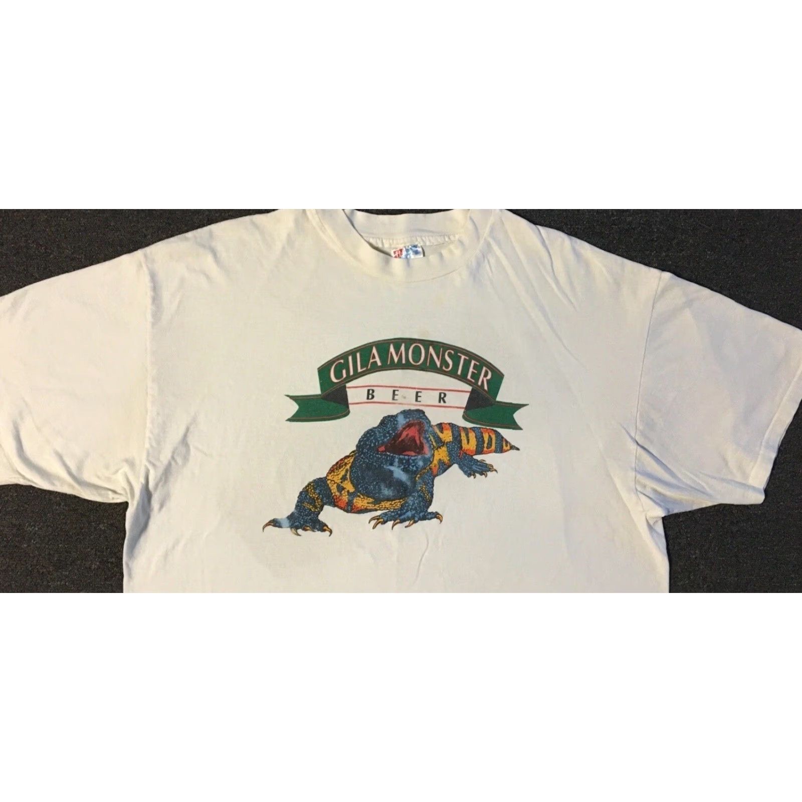 Vintage Vtg 90s Gila Monster Beer Faded Distress Shirt XXL White Men T-Shirt Bar Biker Humor Rock Grunge Retro USA Size US XXL / EU 58 / 5 - 6 Thumbnail