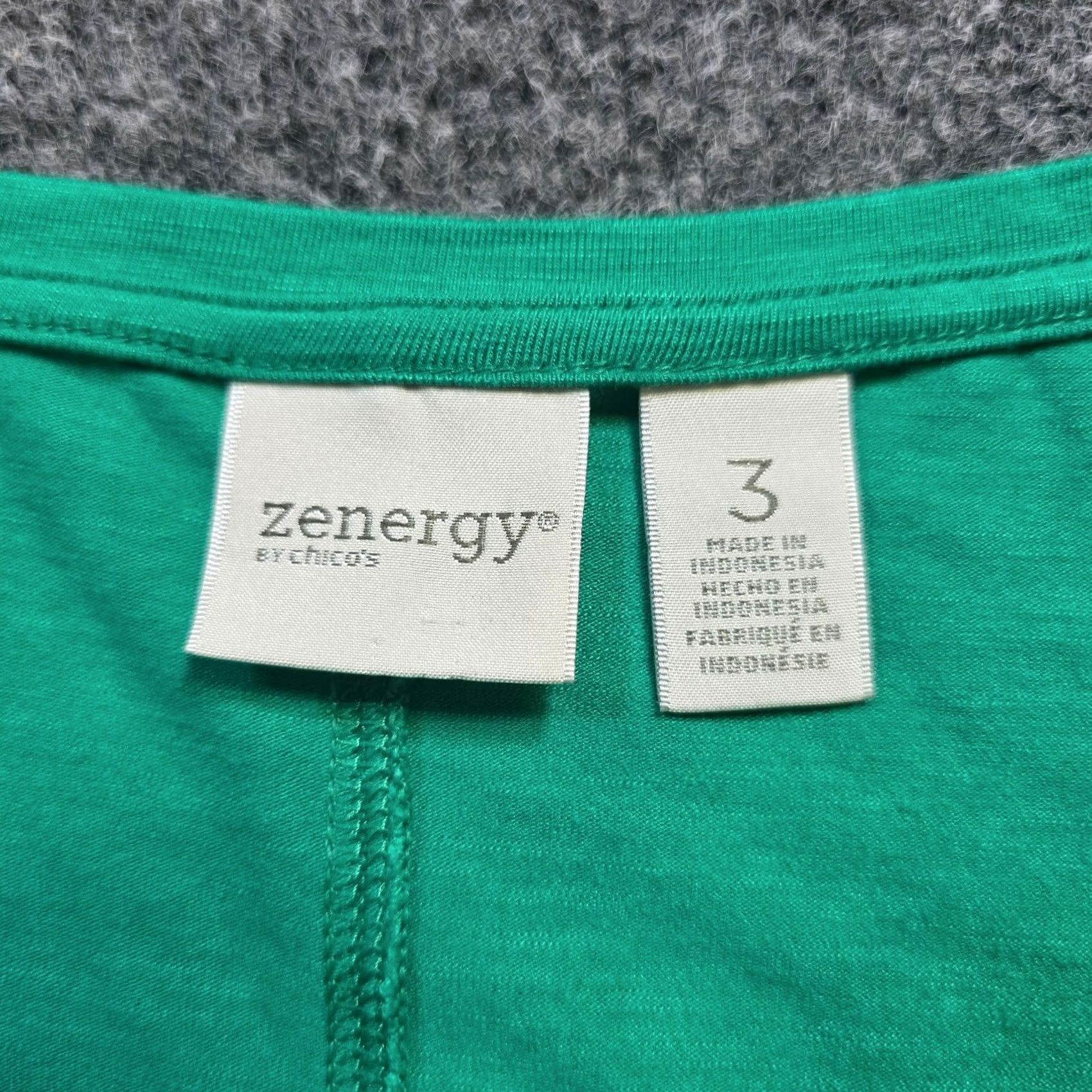 Vintage Chicos Top Tunic Blouse 3/4 Sleeve Round Neck Stretchy Green XL Women Size XL / US 12-14 / IT 48-50 - 3 Thumbnail