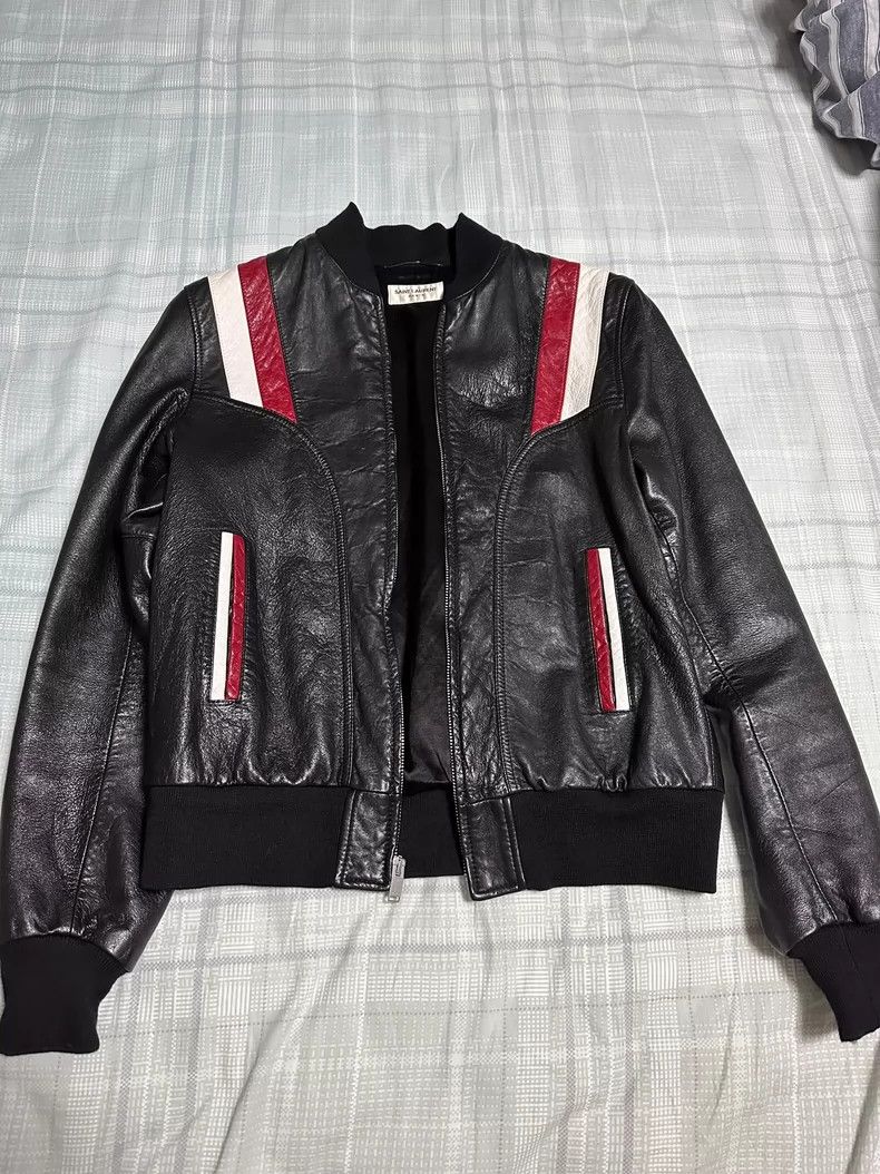 Saint Laurent Paris Stylish YSL Leather Bomber Jacket Size US M / EU 48-50 / 2 - 1 Thumbnail