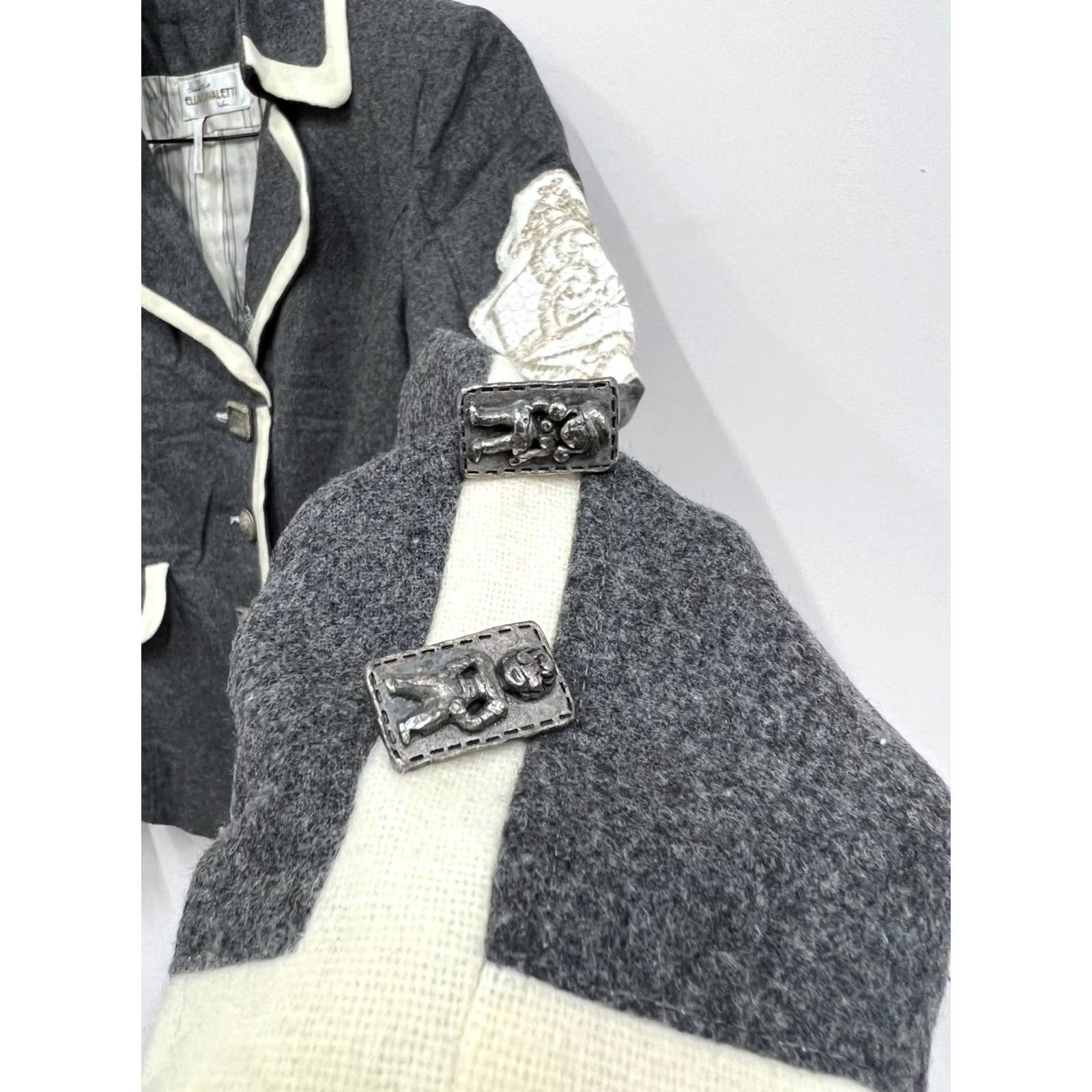 Vintage Elisa Cavaletti Blazer Shirt Wool Cashmere Blend Gray S Women Bondsmen Style Blazer 60s Mens Womens Size S / US 4 / IT 40 - 6 Thumbnail