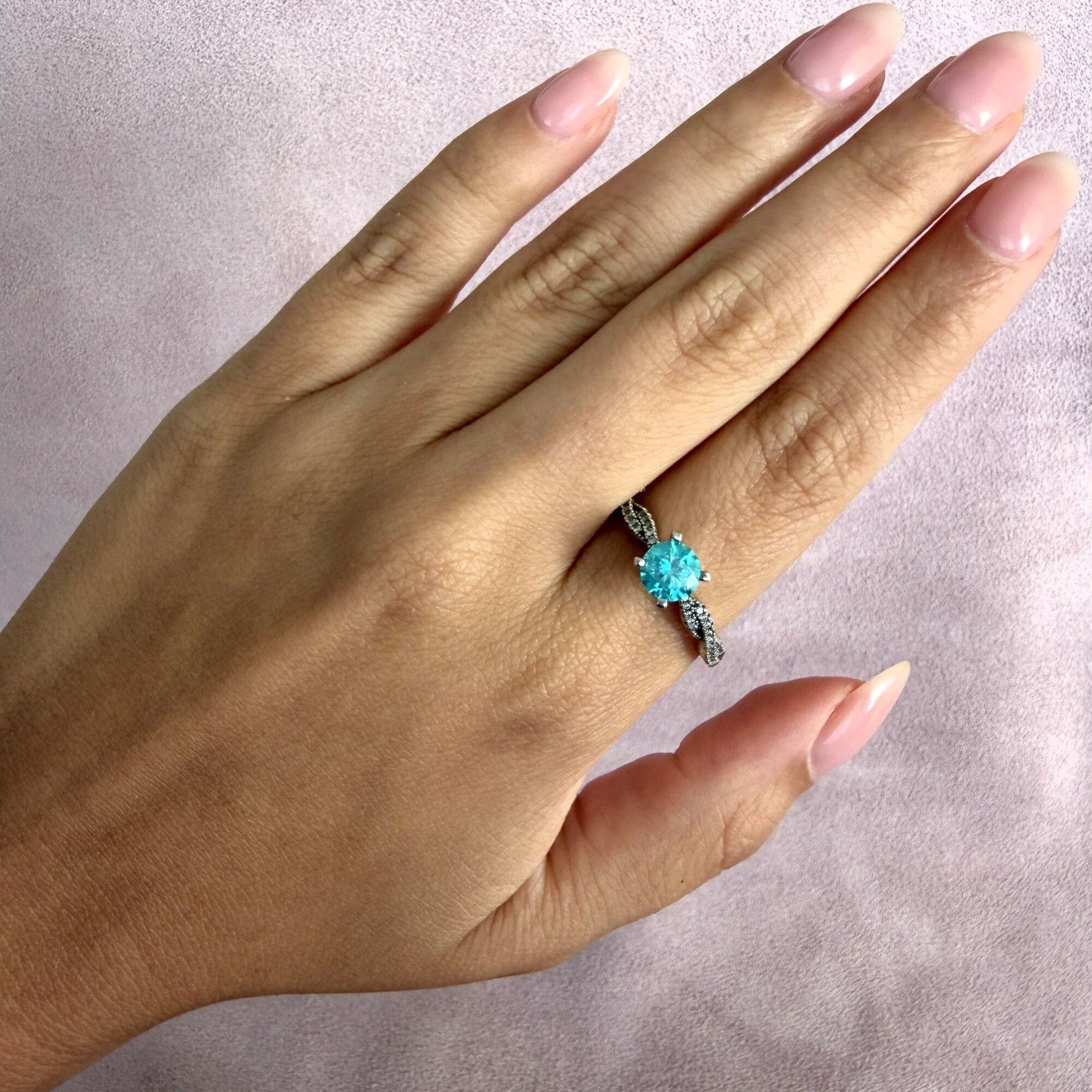 Sterling Silver sterling silver round-cut blue cz ring size 10.75 Size ONE SIZE - 2 Thumbnail