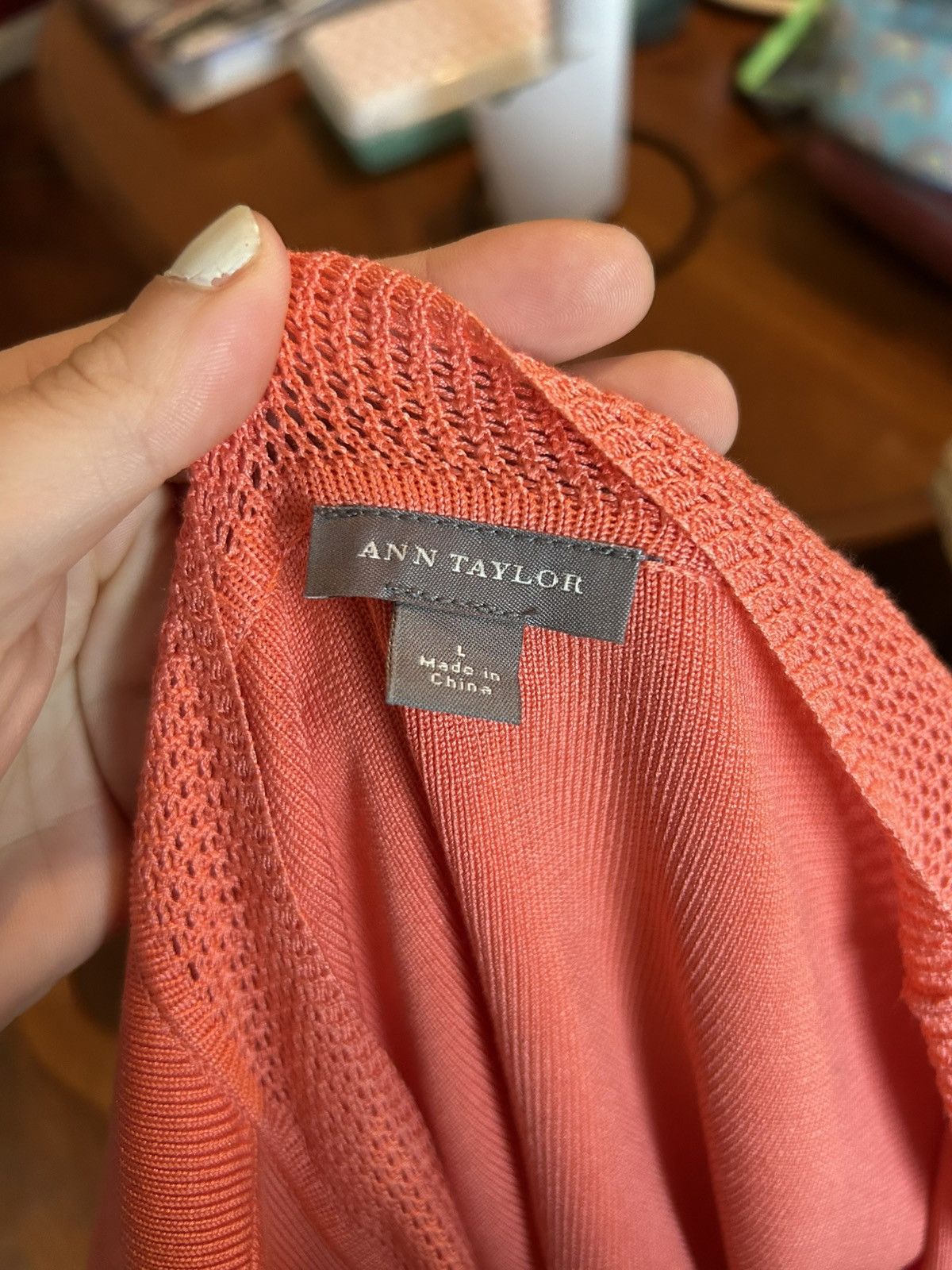Ann Taylor Ann Taylor Coral Lace Trim Large Long Sleeve Top Size L / US 10 / IT 46 - 6 Thumbnail