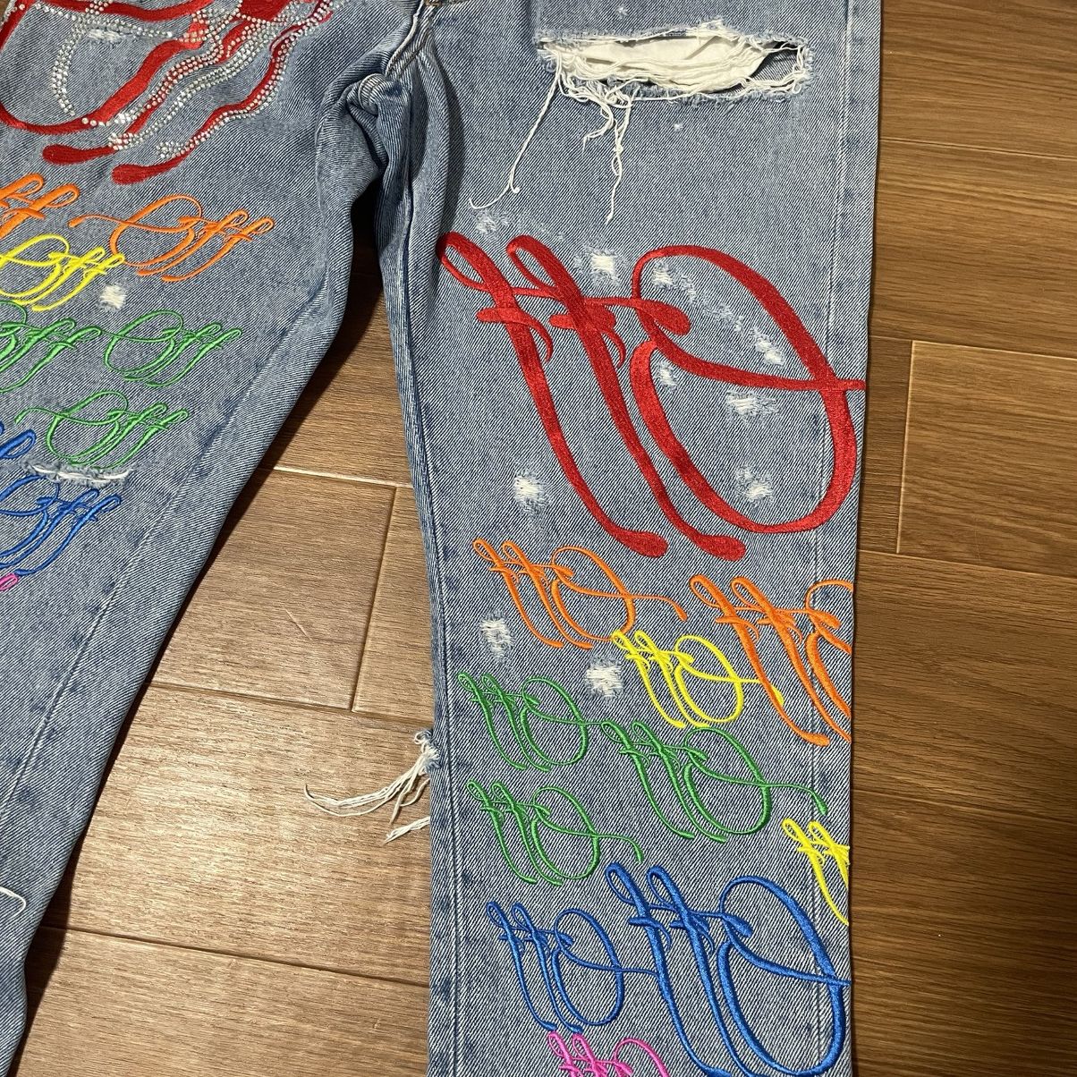 Off-White Off White Ev Bravado Crystal Distressed Denim Jeans Size US 30 / EU 46 - 4 Thumbnail