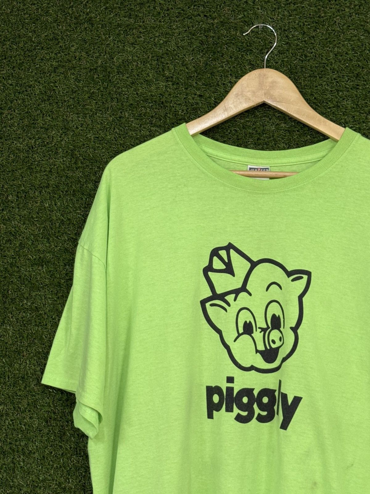 Vintage Vintage Neon Pig Piggly Jerzees Green Pork Cartoon Tee 2XL Size US XXL / EU 58 / 5 - 2 Thumbnail