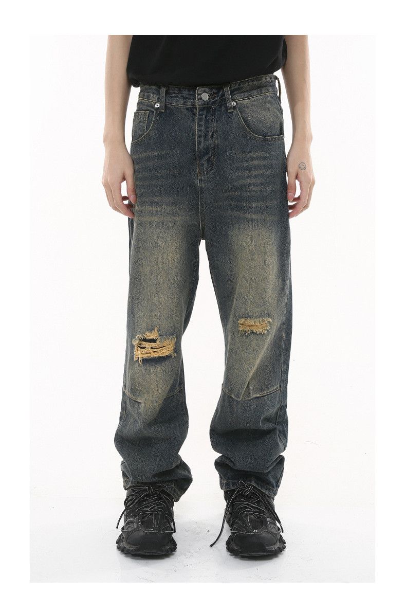 Japanese Brand × Jean Japanese retro straight loose ripped street distressed jeans Size US 32 / EU 48 - 1 Thumbnail