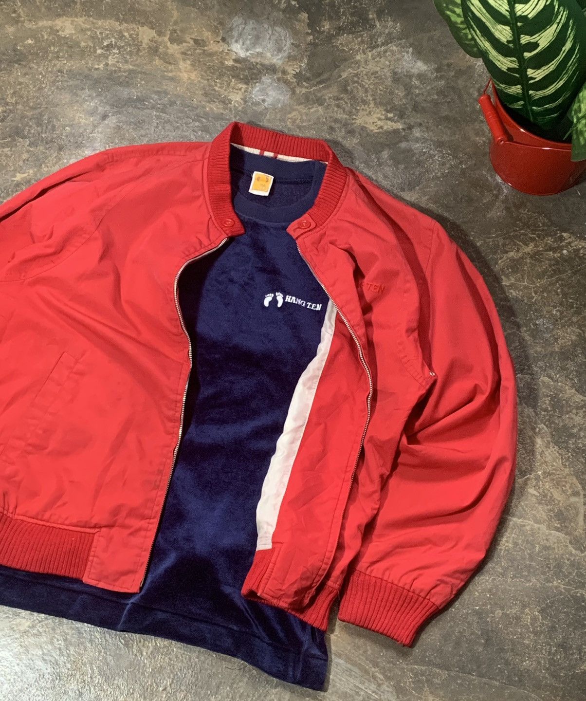 Hang Ten Set/Combo Vintage 80's/90's Hang Ten Jacket & Velvet Tshirt Size US M / EU 48-50 / 2 - 1 Thumbnail