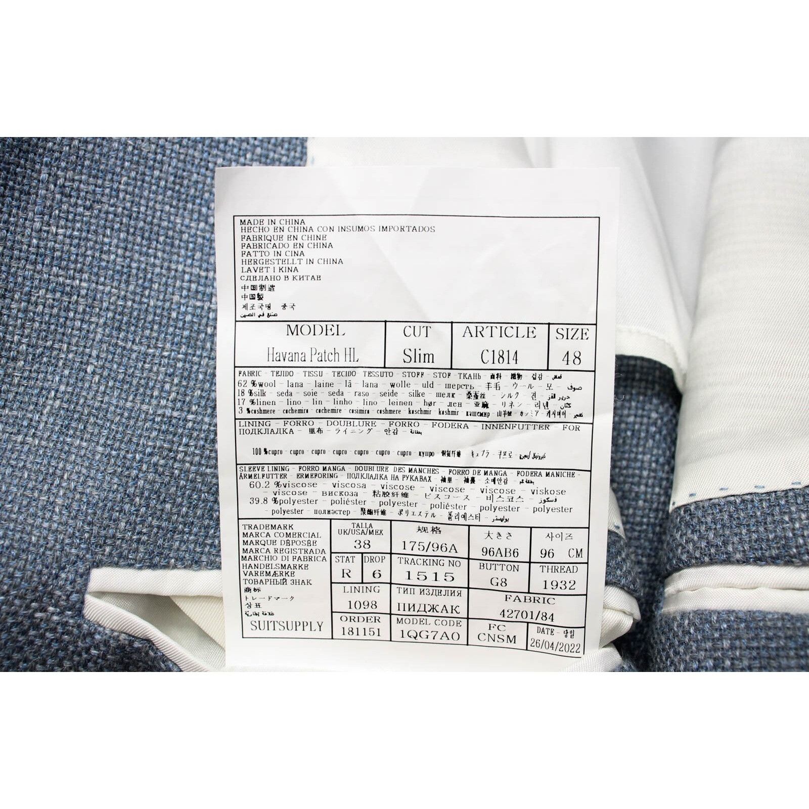 Suitsupply SUITSUPPLY Havana Patch HL Slim Blazer Men's UK 38 Wool Silk Size 38R - 9 Thumbnail