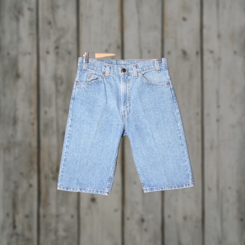 Levi's VINTAGE Levi's 505 Orange Tab Blue Denim 12" Inseam Jean Shorts Sz 32 Mens Size US 31 - 1 Thumbnail