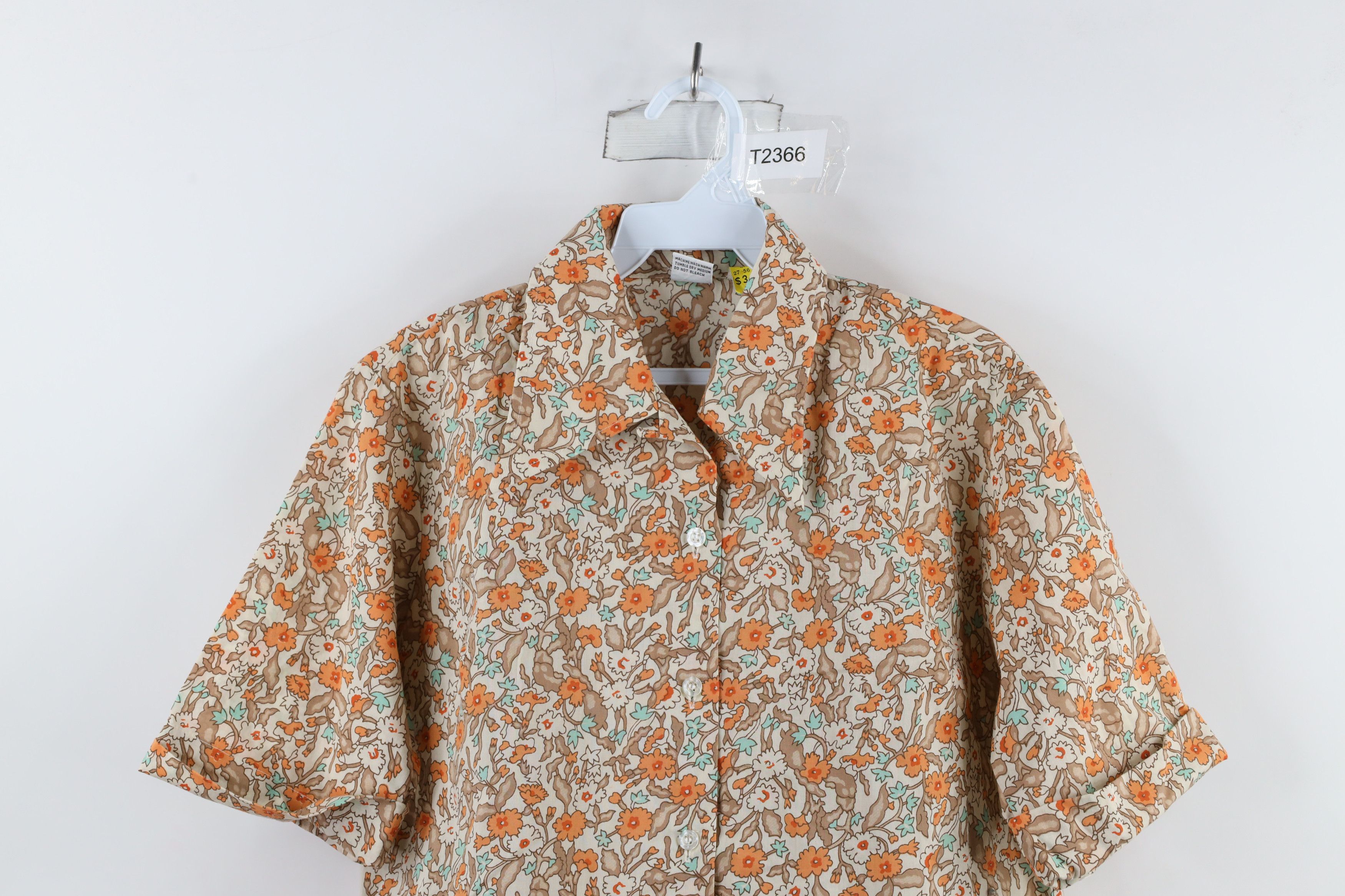Vintage Deadstock Vintage 60s 70s Streetwear Flower Button Shirt Size XS / US 0-2 / IT 36-38 - 2 Thumbnail
