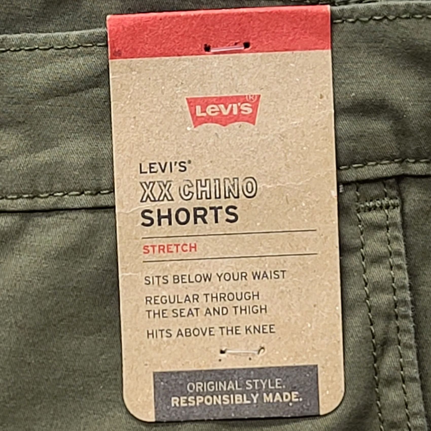 Levi's Levi's XX Chino Shorts Mens 42 Regular Fit 10 Inseam Green Casual Travel Workwear Stretch Cotton Spandex Button Logo Zipper Size US 42 / EU 58 - 2 Thumbnail