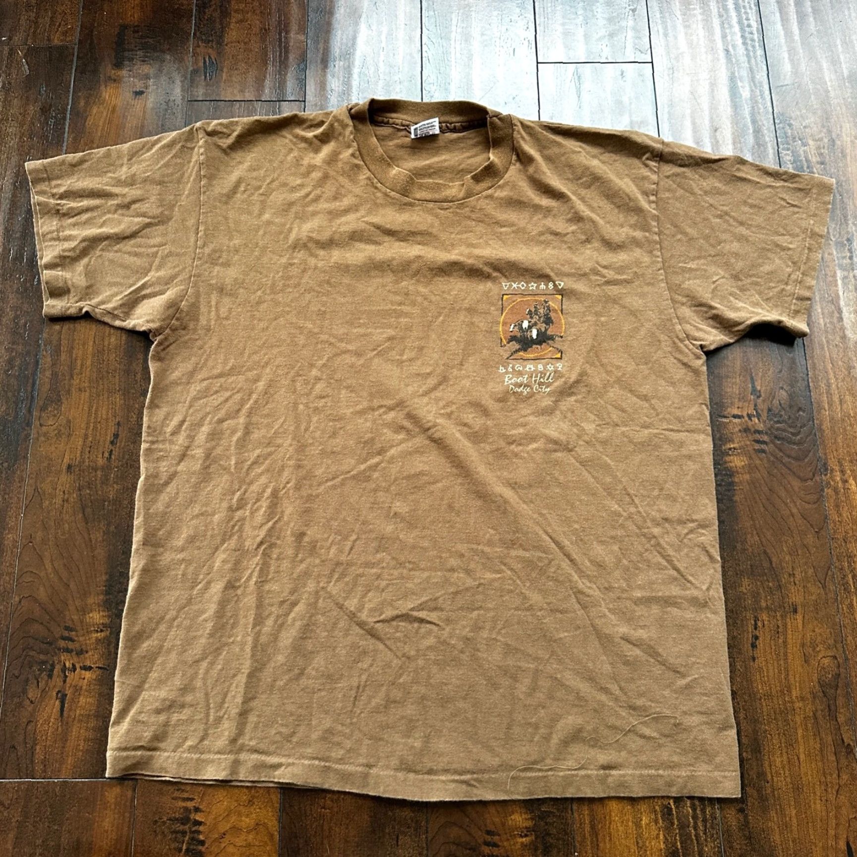 Anvil VINTAGE Anvil Men's T-Shirt 2XL Crew Neck Short Sleeve Brown Dog Boot Hill Dodge City Kansas 70s 80s 90s Country Size US XXL / EU 58 / 5 - 2 Thumbnail