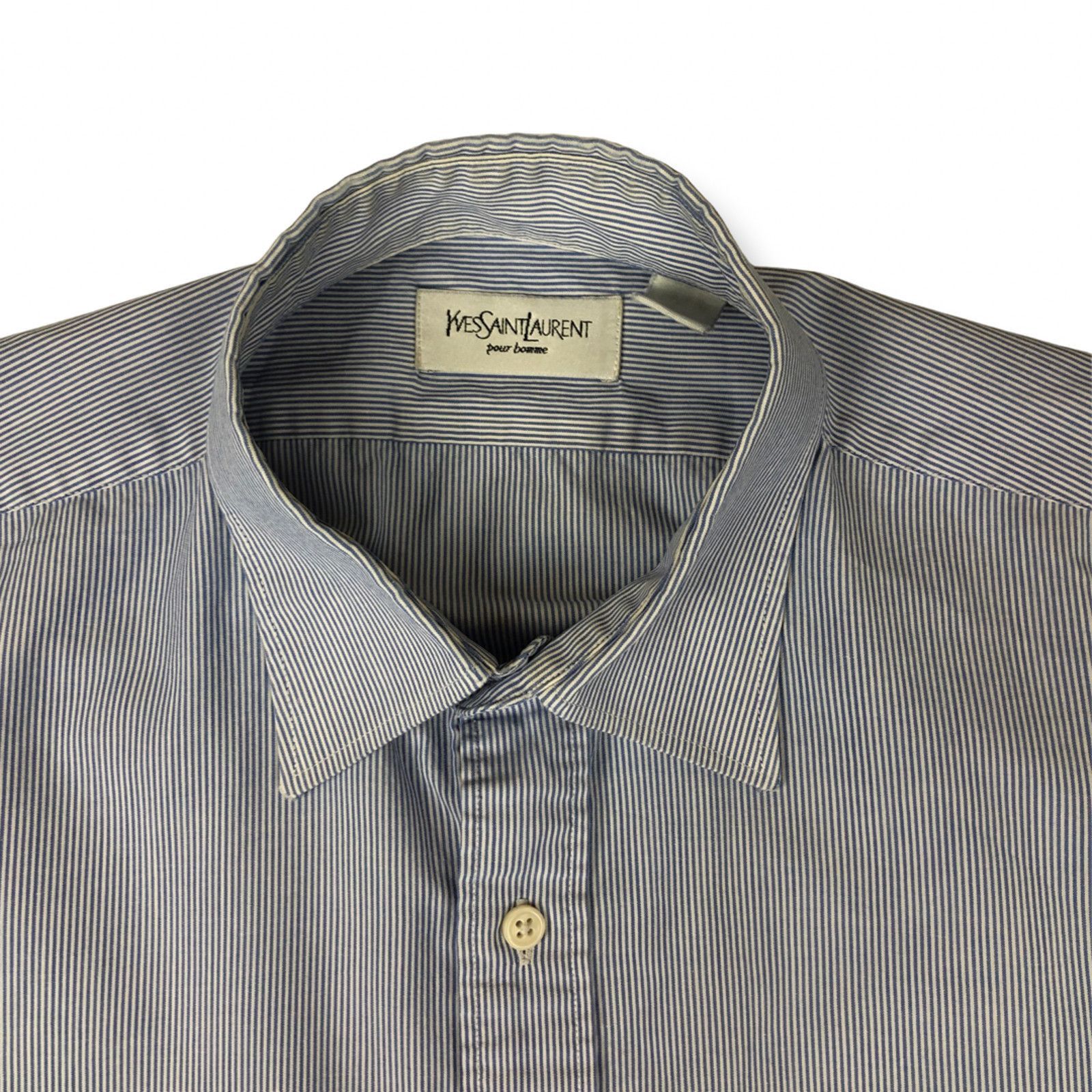 Yves Saint Laurent Yves Saint Laurent YSL Logo Striped Shirt Size US XL / EU 56 / 4 - 5 Thumbnail