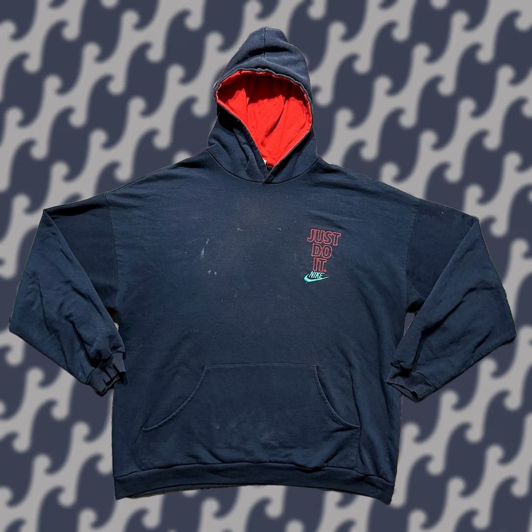 Nike VINTAGE Nike Hoodie Large Blue Just Do It 90s Pullover Mens C6 Size US L / EU 52-54 / 3 - 1 Thumbnail