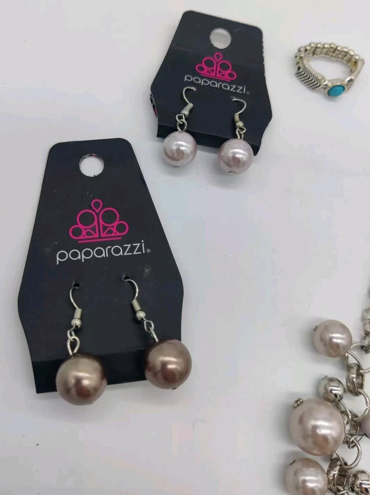 Other Paparazzi Jewelry Lot Necklace 3 Pairs Of Earrings Ring New Size ONE SIZE - 2 Thumbnail