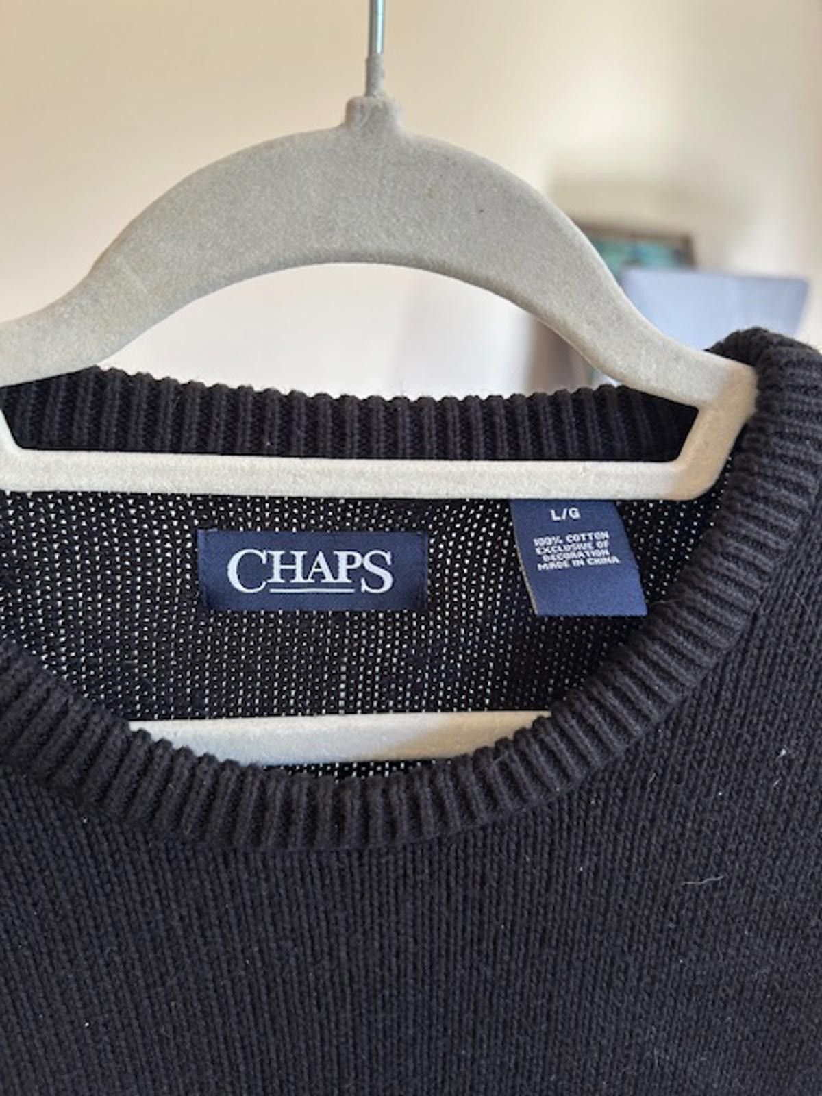 Chaps Chaps Men's Black Cotton Crewneck Sweater Large Size US L / EU 52-54 / 3 - 2 Thumbnail