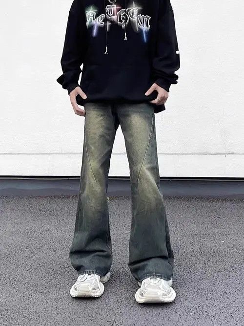 VIBE Retro high street draped micro-flared loose jeans Size US 34 / EU 50 - 4 Thumbnail