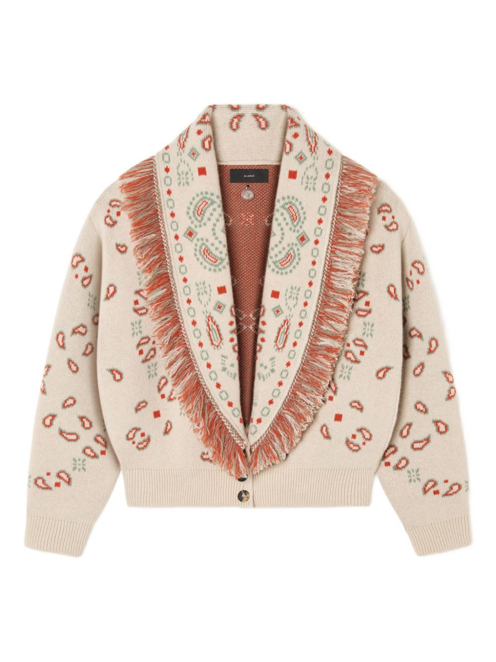 Alanui BANDANA JACQUARD CASHMERE AND WOOL CARDIGAN Size S / US 4 / IT 40 - 1 Thumbnail