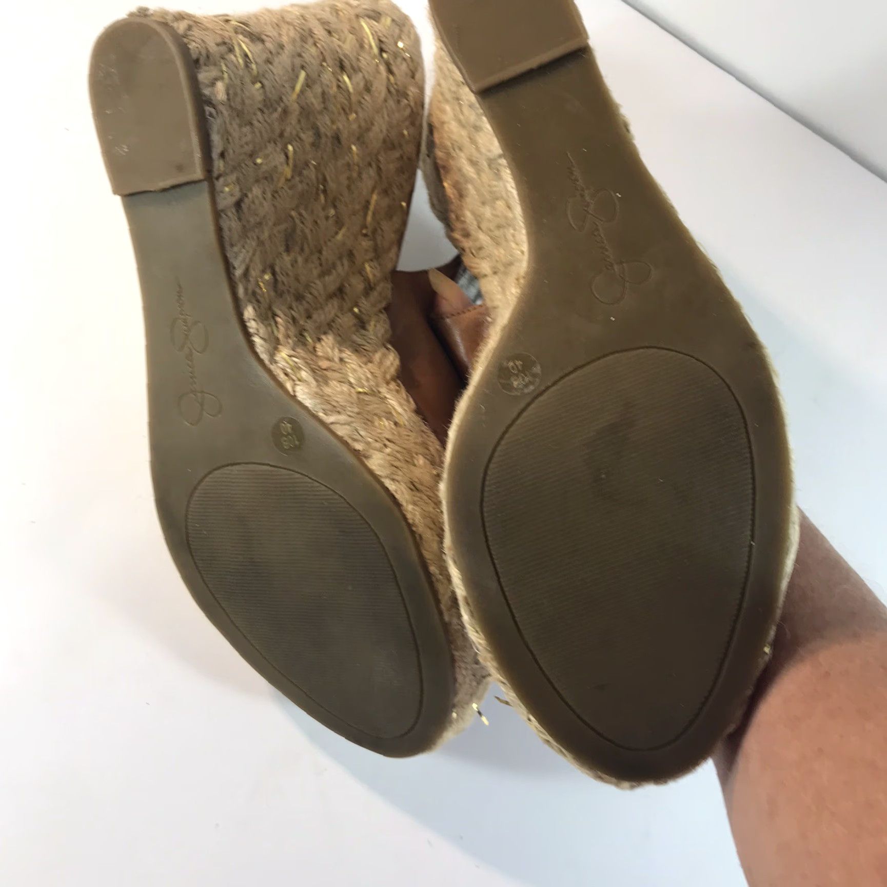 Jessica Simpson Jessica Simpson Gauma Brown Leather Slingback Wedge Slides Womens Size 10B 5in Ultra High Size US 10 / IT 40 - 5 Thumbnail